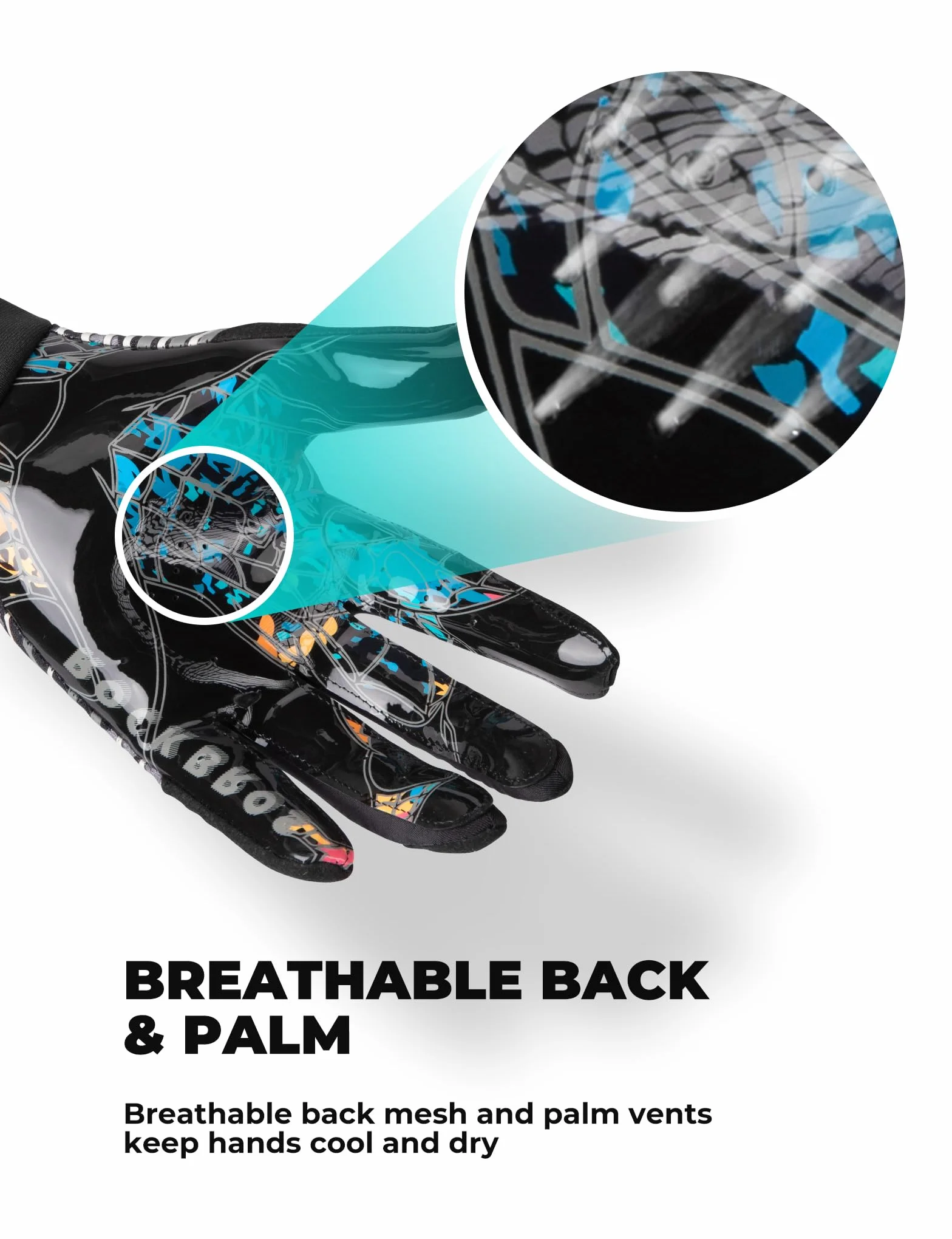 ROCKBROS Gants de Receveur Football Américain Paume PU Antidérapante Maintien Réglable