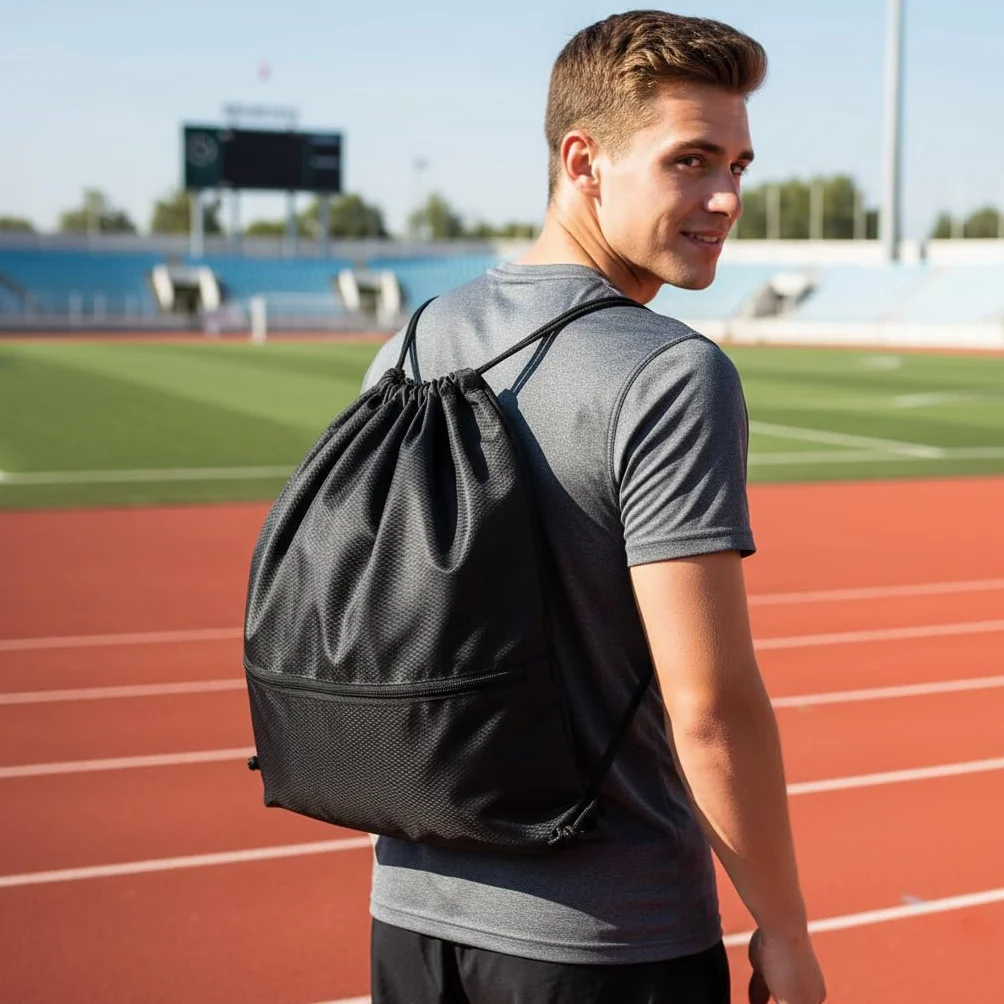 Sac à dos à cordon étanche en tissu Oxford Noir S