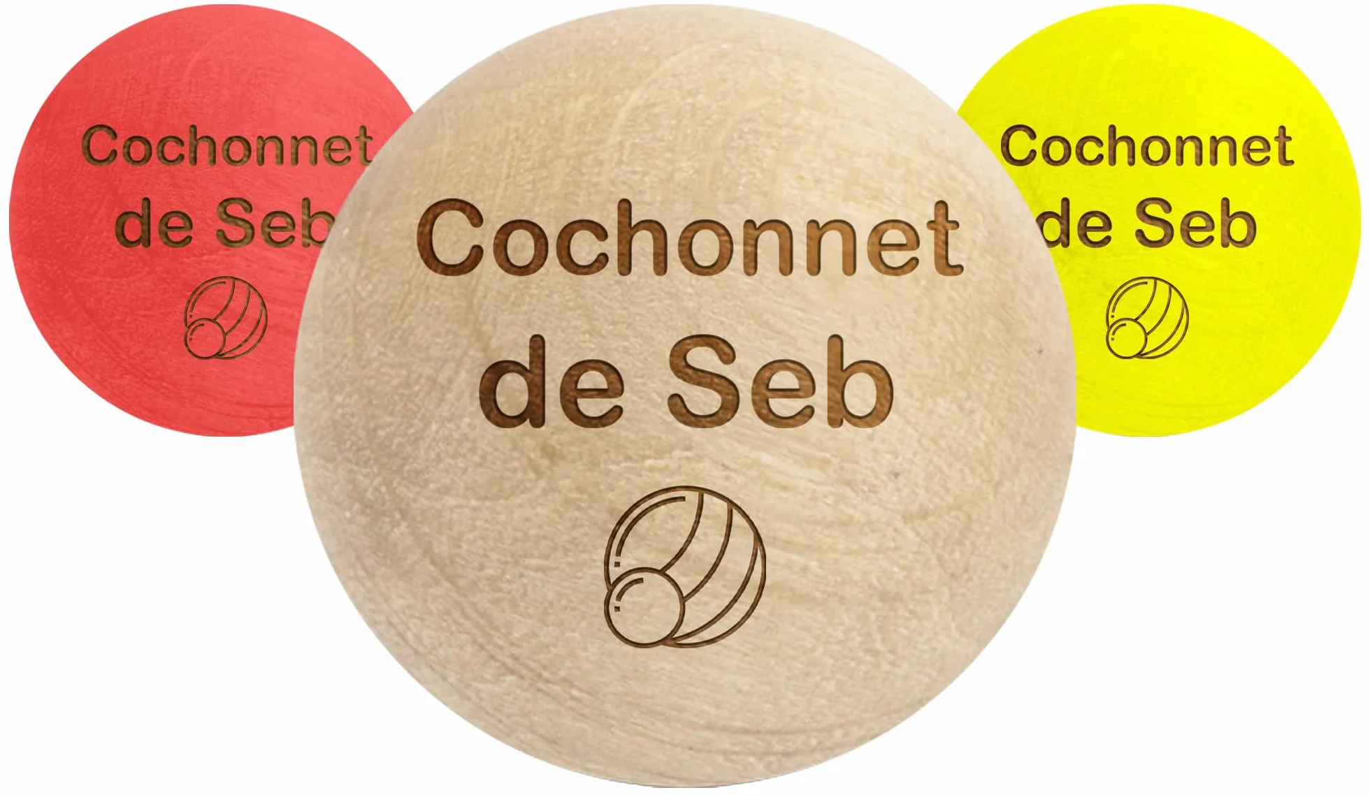 Cochonnet personnalisé lot de 3 - Pochon offert - Cadeau Noël, Anniversaire, Retraite