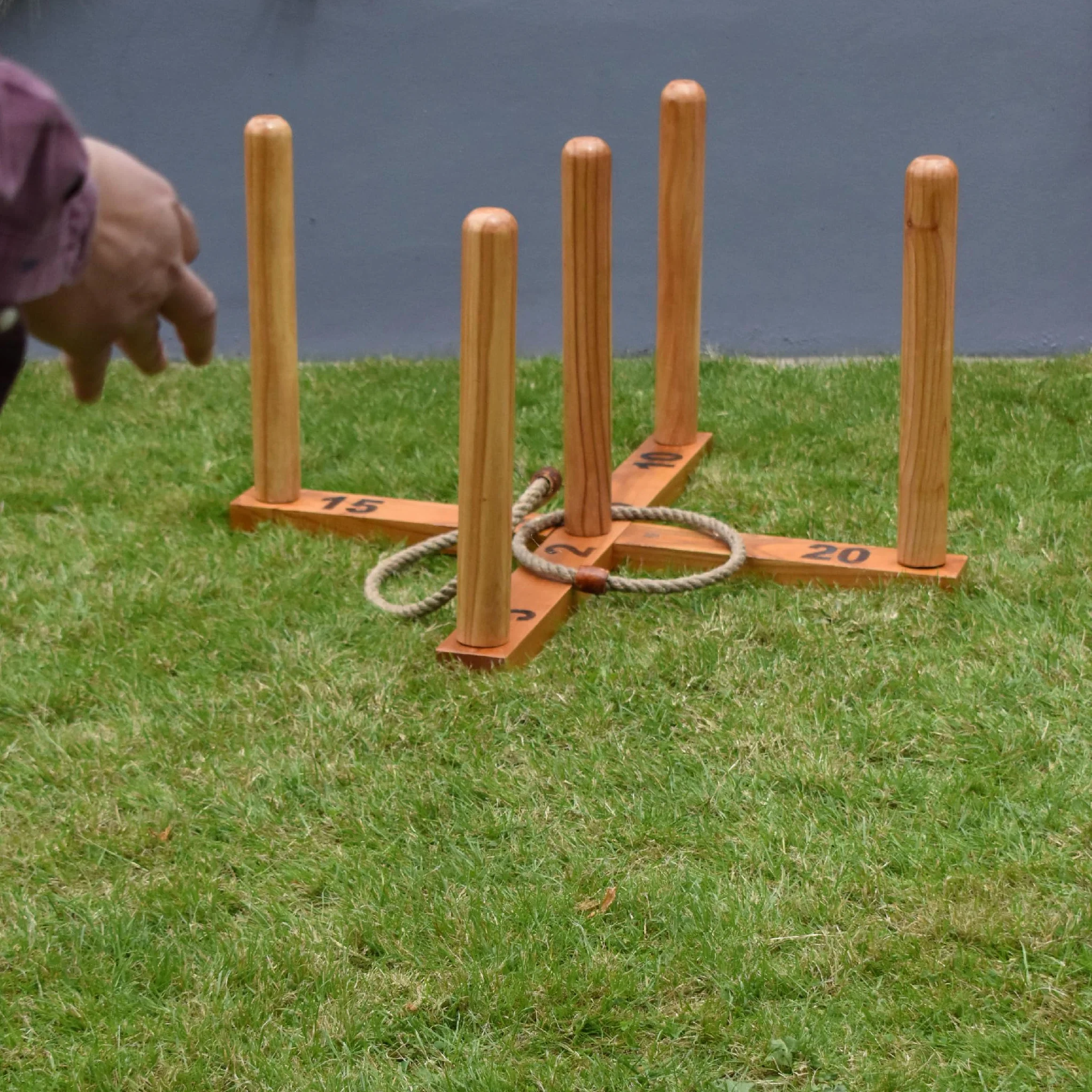 Jeu de lancer à anneaux géant 100 x 100 cm Bois dur Eco pour jardin