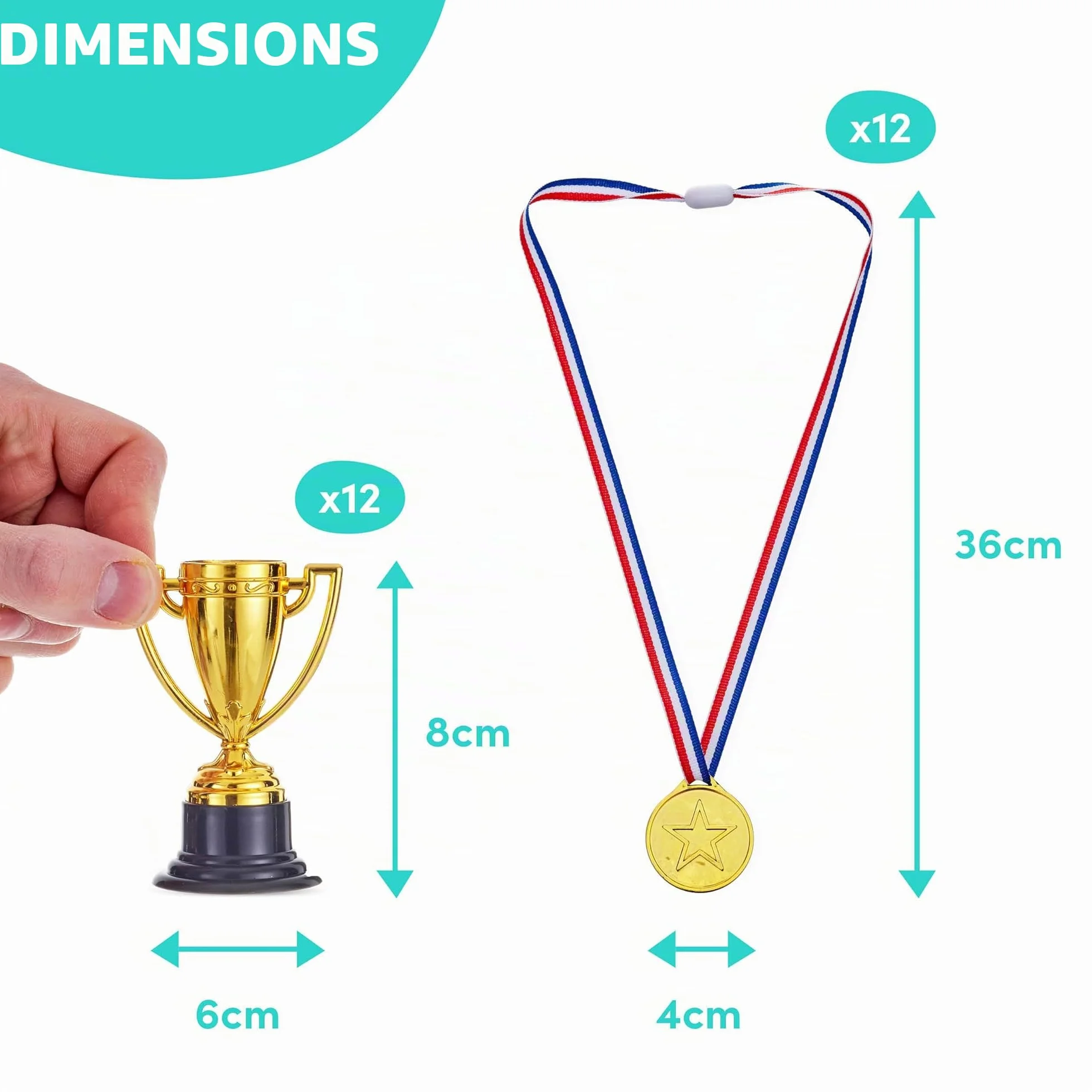 THE TWIDDLERS 24 Pièces Mini Trophées & Médailles pour Fête Enfants, Sport Scolaire, Tournoi