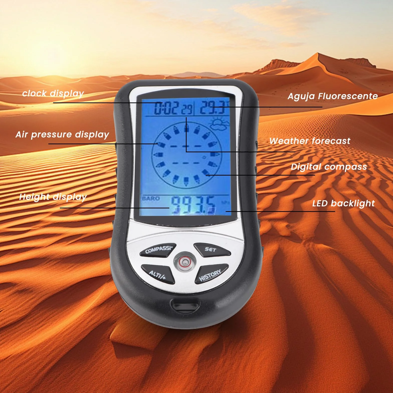 Boussole Numérique GPS Portable Navigation pour Randonnée en Plein Air