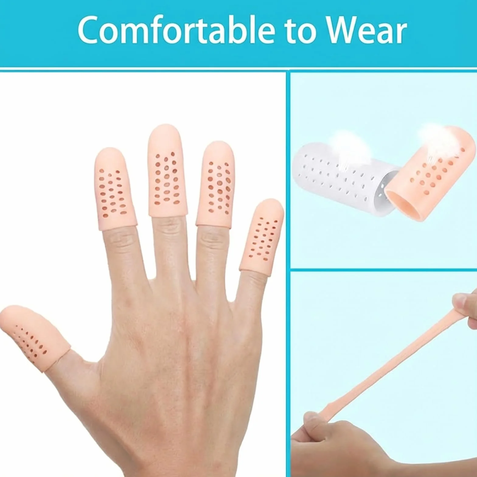 Doigtier Silicone 14 Pièces Protege Doigt Respirant Finger Sleeve Protection Crevasses Eczéma Arthrose Ampoules
