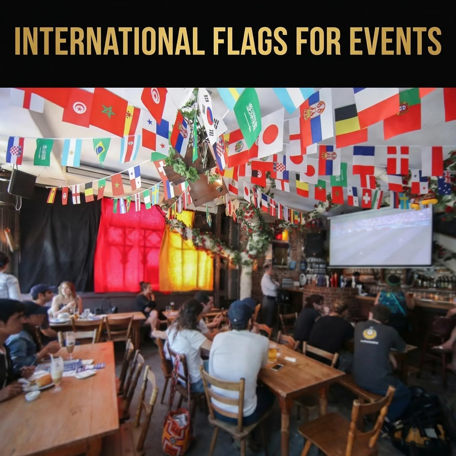 Guirlande de fanions internationaux 13 m 50 pays décorations jardin fête football bannières extérieures étanches événements sportifs