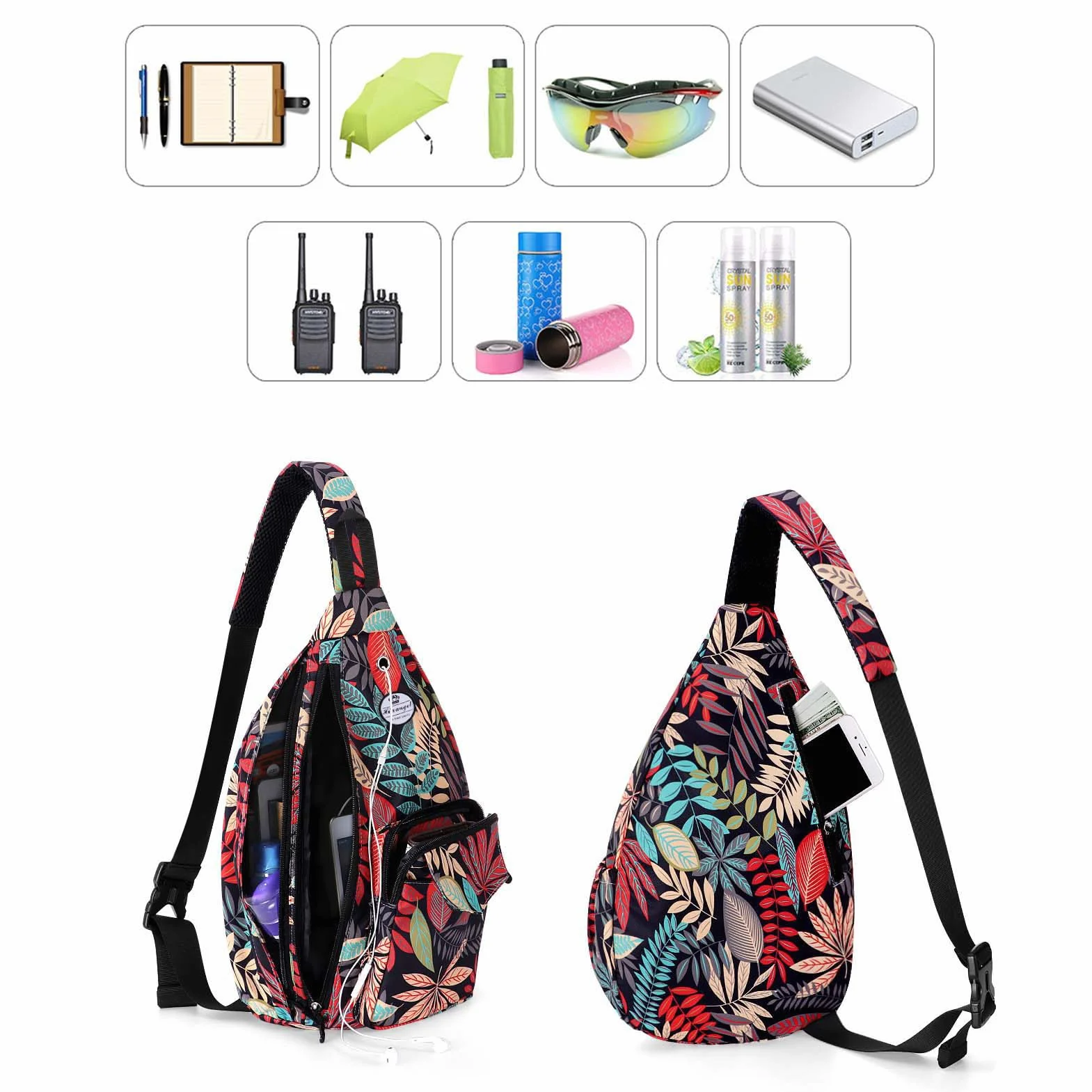 HUA ANGEL Sac Bandoulière Anti-vol Nylon Homme Femme Voyage Travail Cyclisme Moto Running Gym