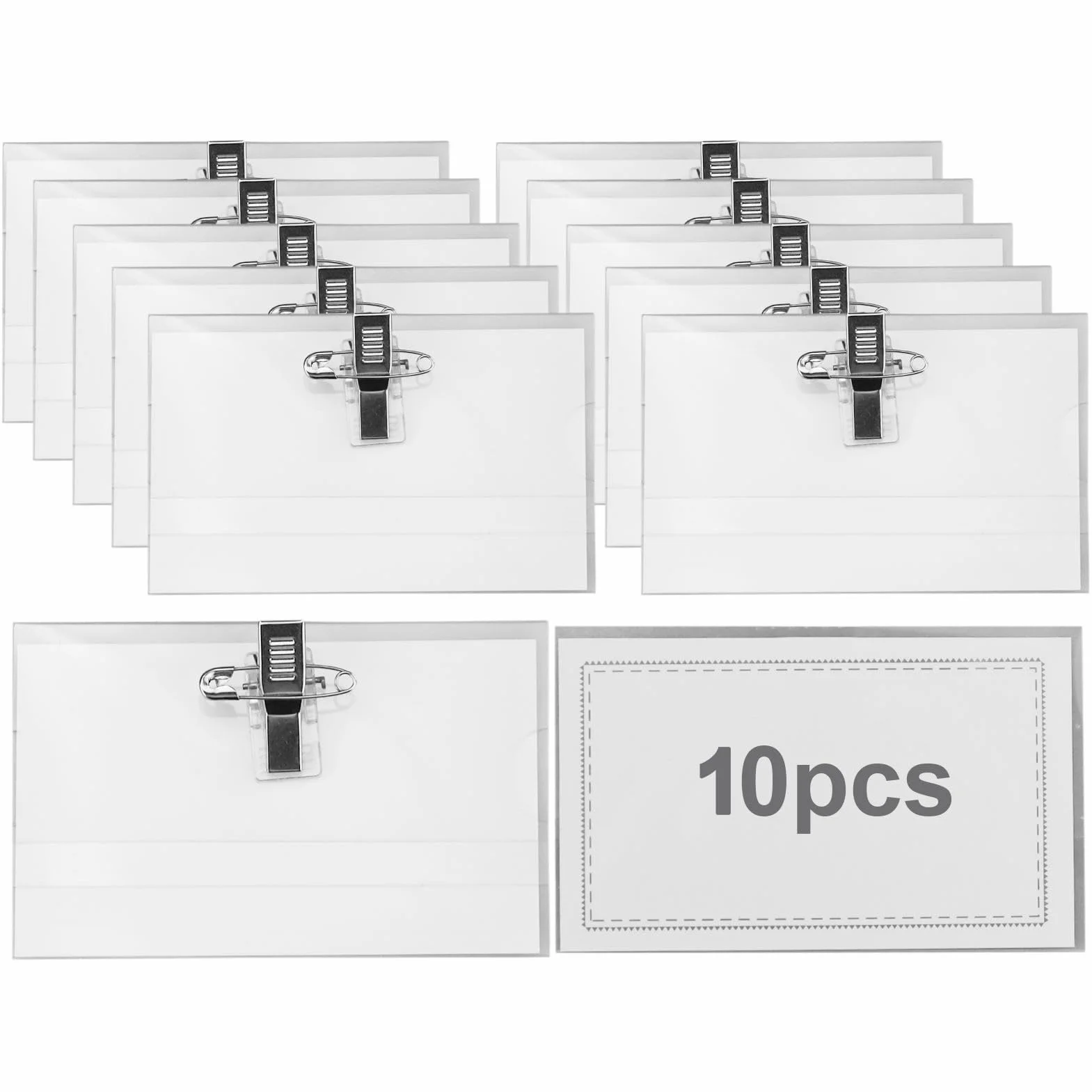 Porte-badges transparents 90 x 56 mm avec clip, lot de 60 étiquettes nominatives pour bureau école voyage