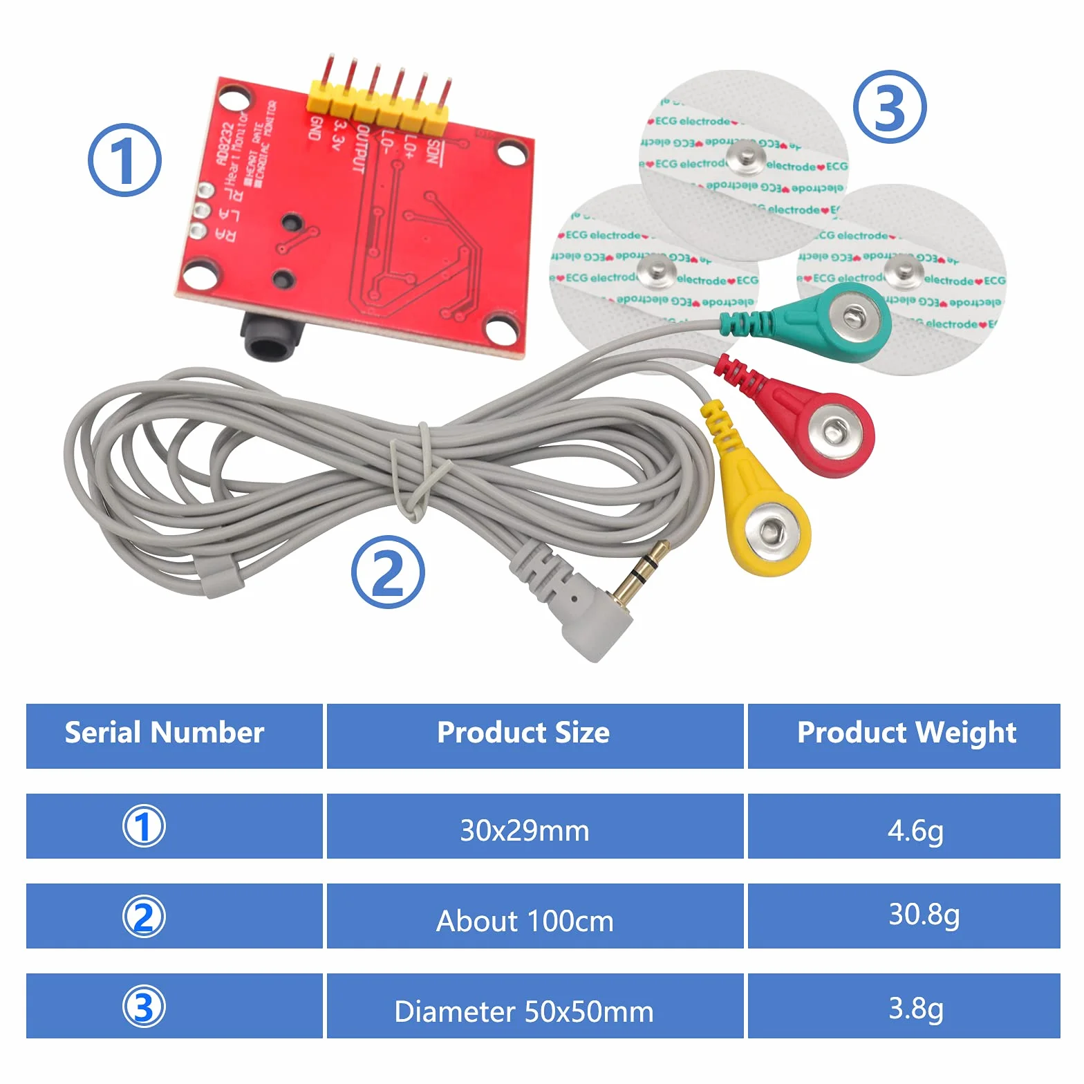 Module ECG AD8232 Capteur Fréquence Cardiaque pour Arduino avec Câble