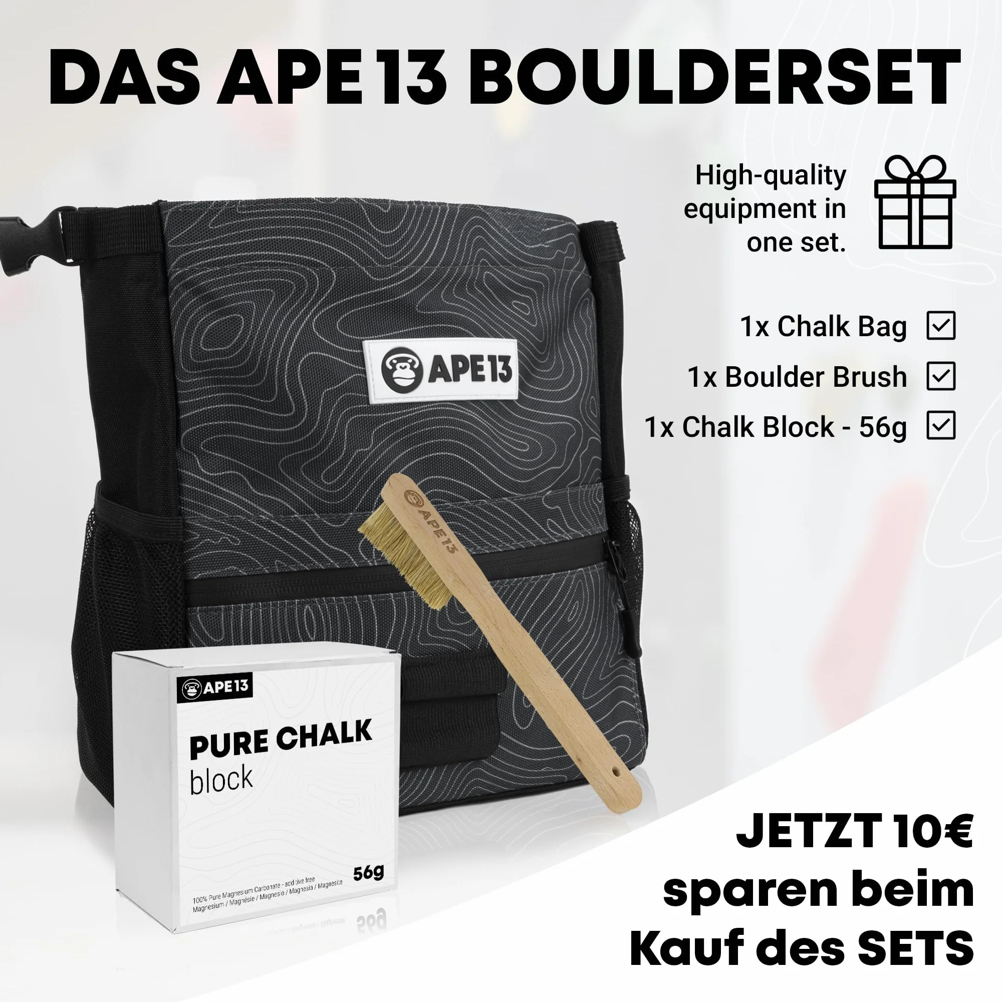 Lot de Chalkbag Sac à Chalque Brosse Boulder Craie Ensemble Individuel Cadeau Escalade