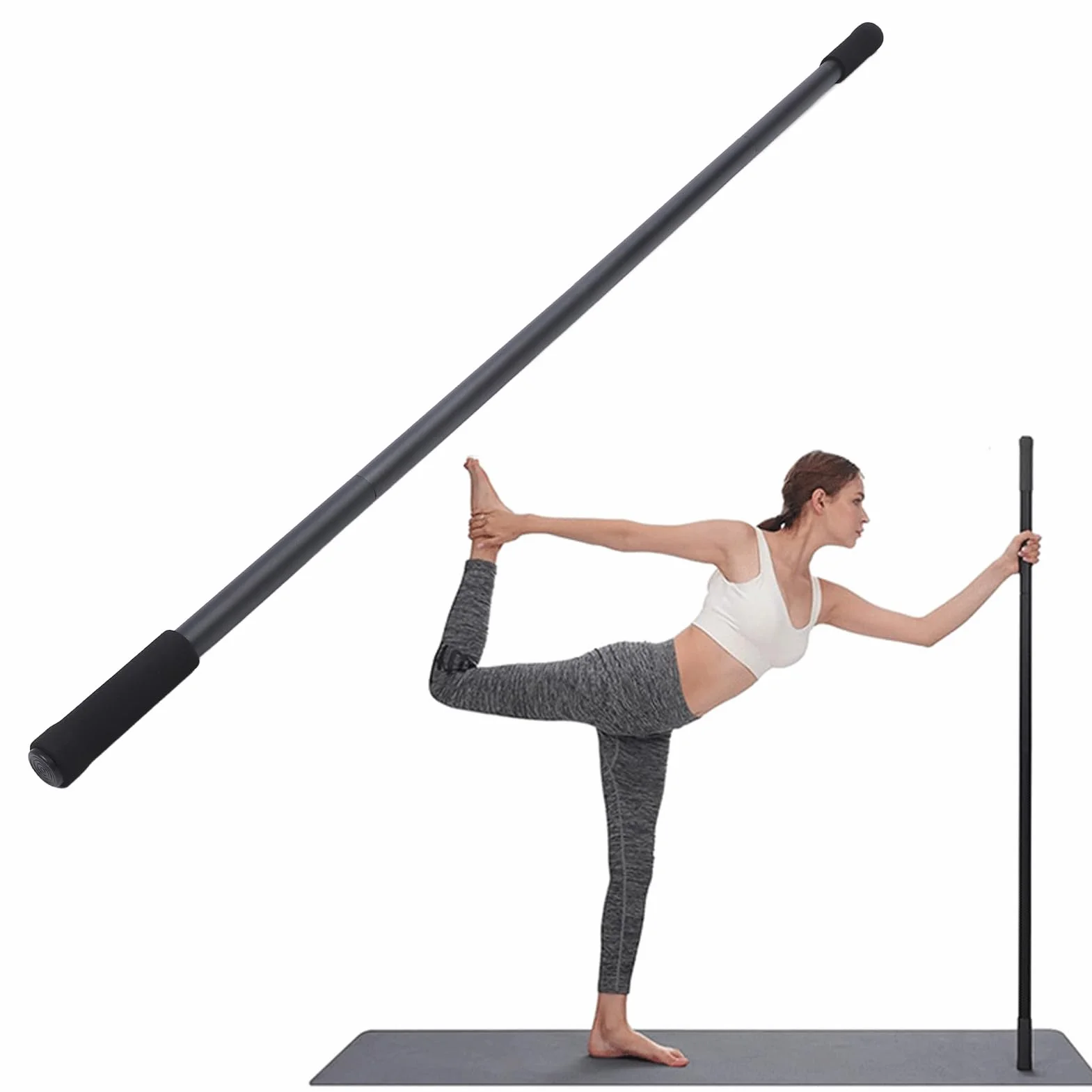Jeu de Bâton d'étirement 4pces en Acier Yoga Stick Portable