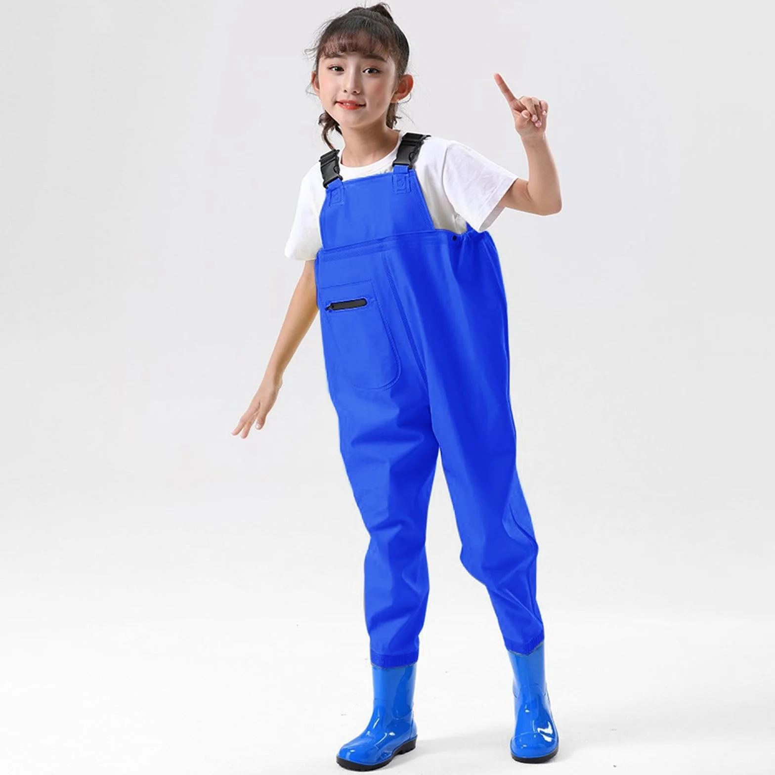 Cuissardes imperméables enfants avec bandoulière réglable – Pantalon pêche caoutchouc antidérapant garçons filles