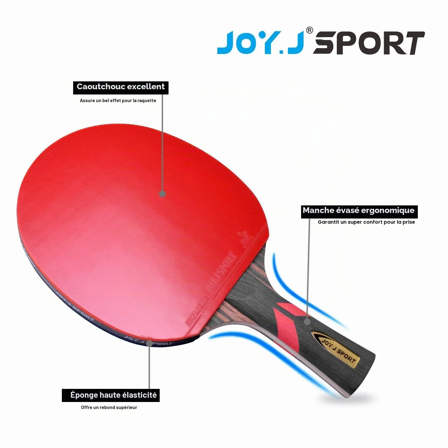 Raquette de tennis de table professionnelle en bois 9 plis approuvée ITTF avec sac de rangement