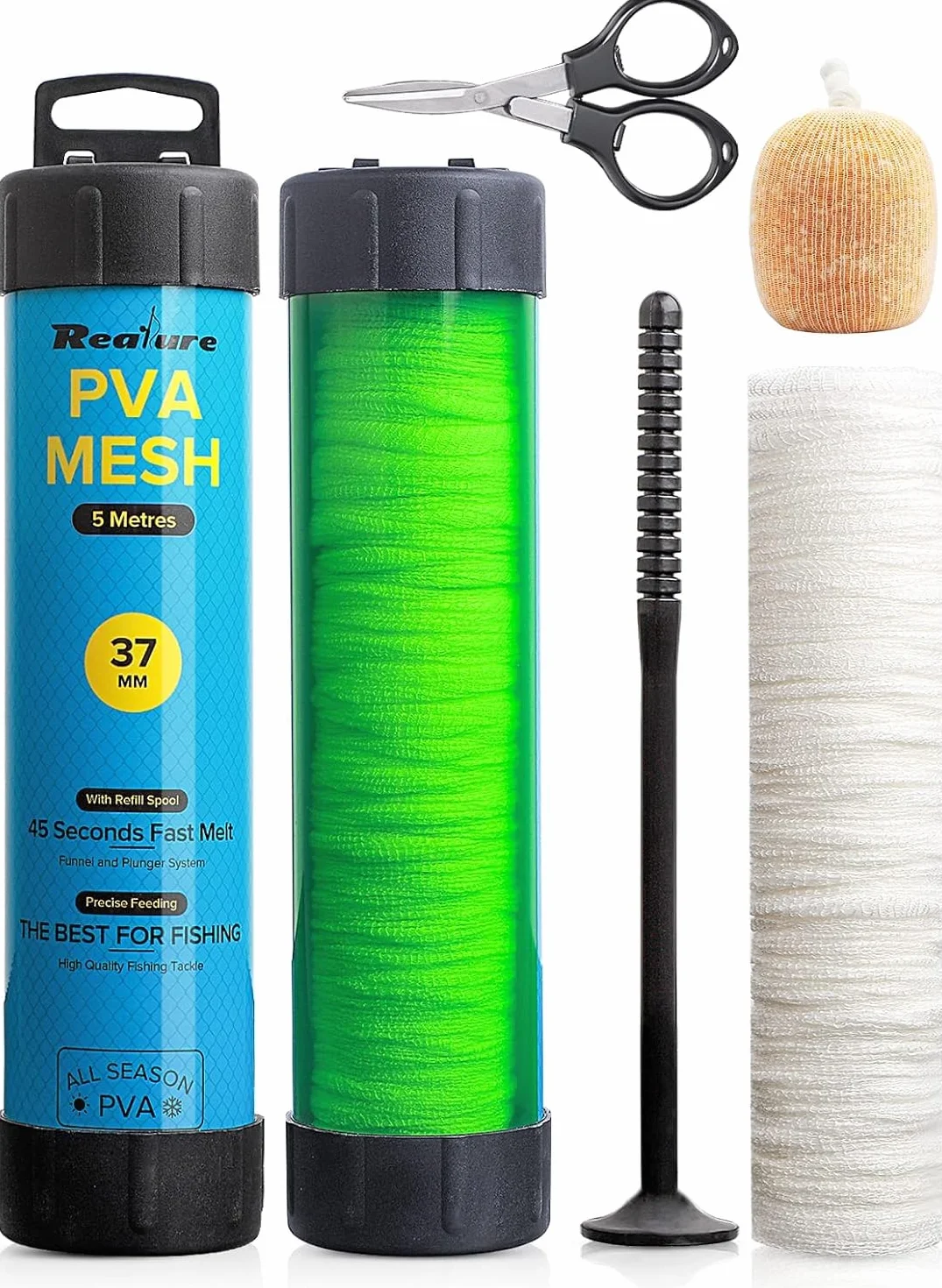 Realure Kit de Maille en PVA 5 m avec Ciseaux 18-44 mm Accessoires de pêche à la Carpe