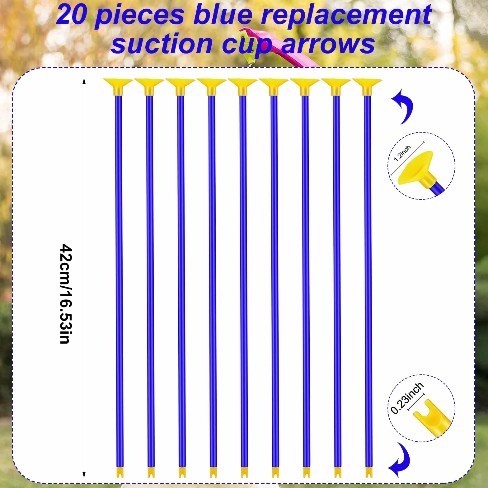 Flèches à Ventouse Plastique 42 cm pour Entraînement au Tir - Bleu