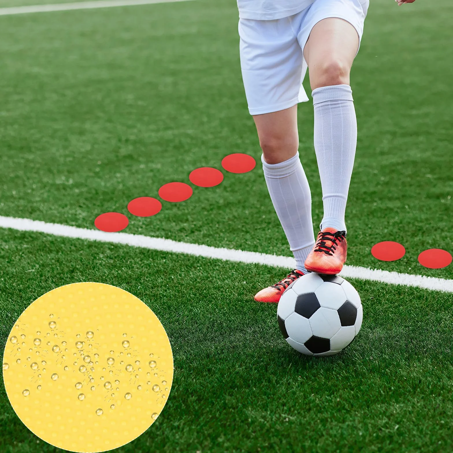 PATIKIL Marqueurs de Repérage 4 Pouces 12 Pièces Points de Sol Antidérapants Cônes Plats en Poly pour Gymnase Entraînement de Vitesse Sports Jaunes