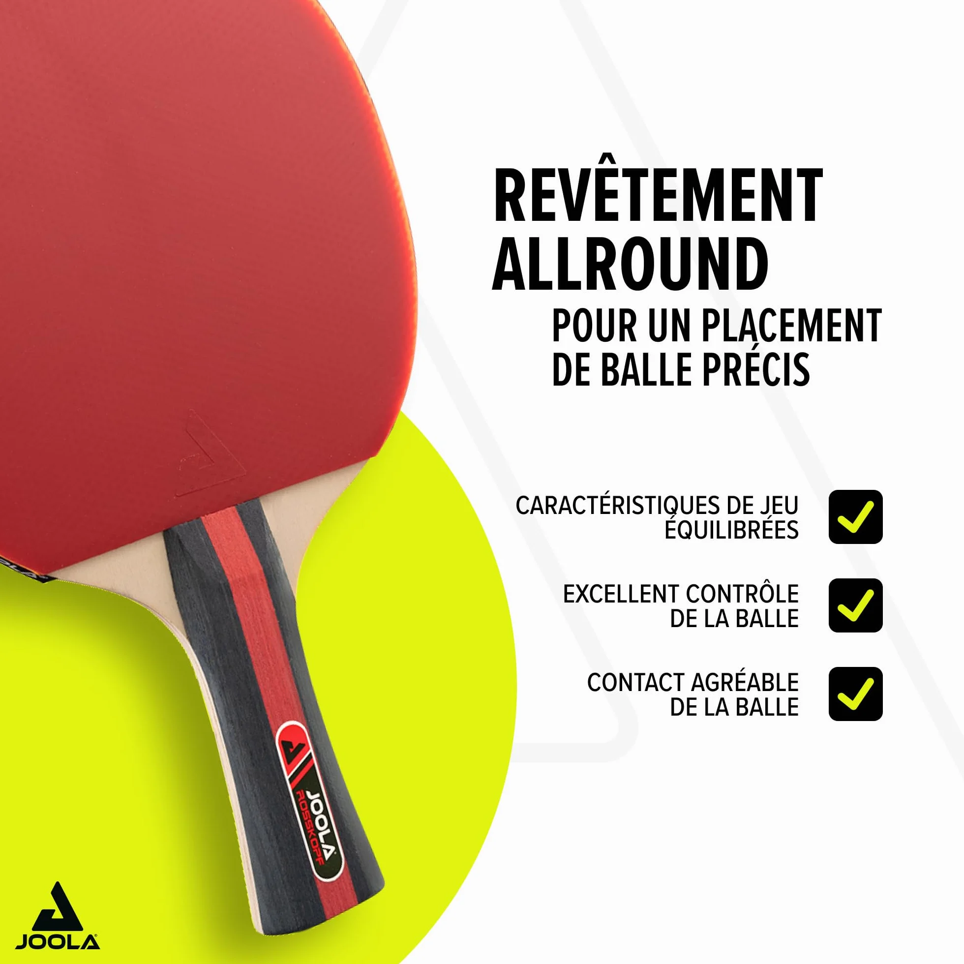 Joola Rosskopf Lot de 5 Raquettes de Tennis de Table + 3 Balles 40+ mm Rouge/Noir