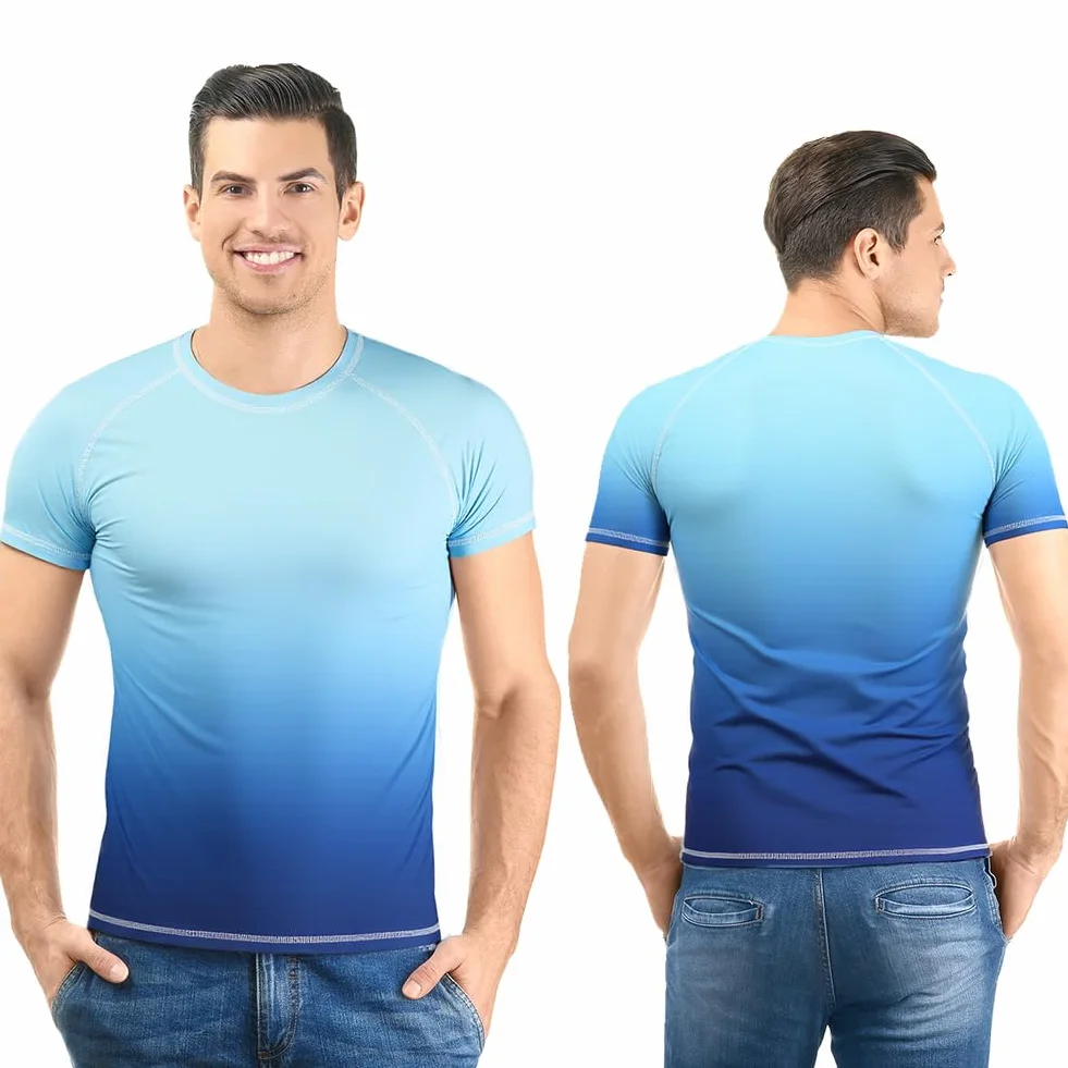 Rashguard Homme Anti-UV Manches Courts T-Shirt de Sport pour Natation Surf Plongée Séchage Rapide