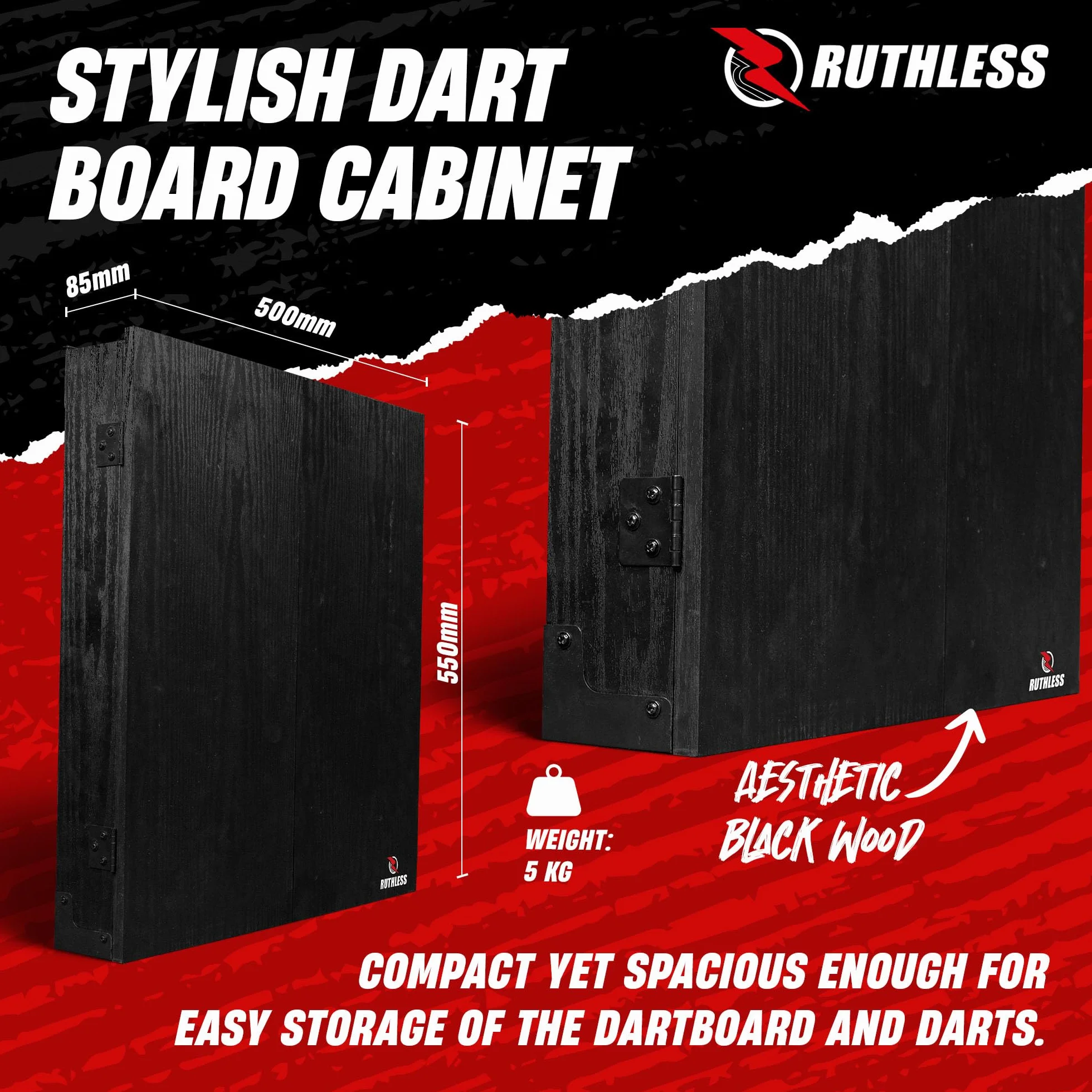 Cible de fléchettes avec armoire Ruthless Home Darts Centre CAB518 2 jeux de fléchettes