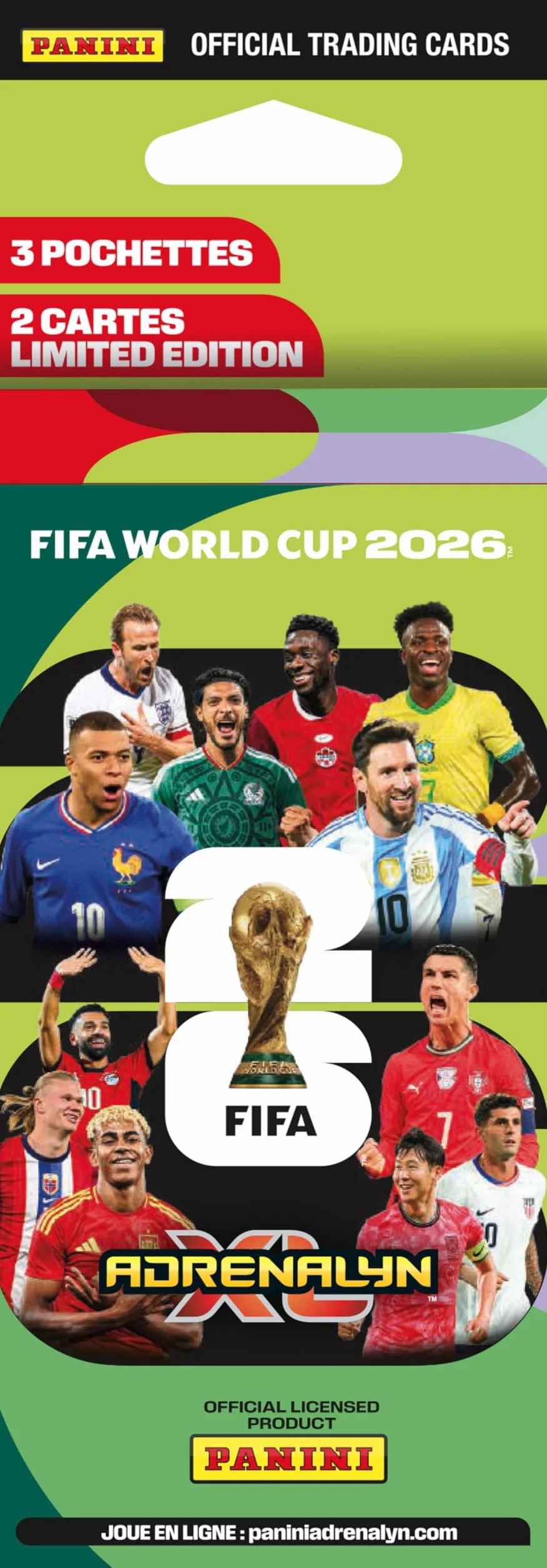 Panini Coupe du Monde FIFA 2026 Trading Cards Blister 3 Pochettes + 2 Cartes Édition Limitée
