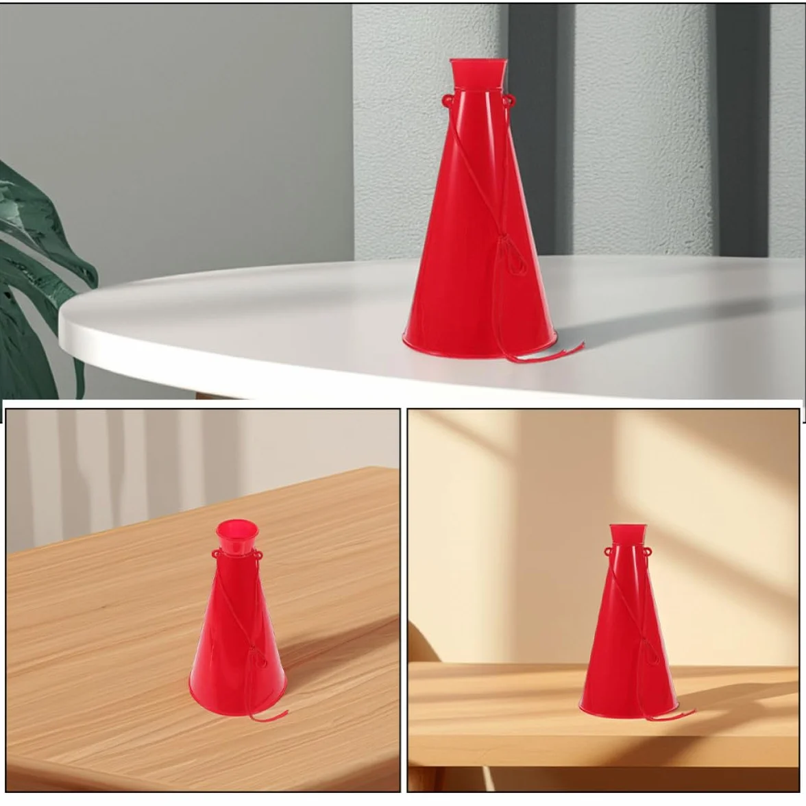 Alasum Lot de 2 Mégaphones Portables en Plastique Rouge pour Fêtes et Événements Sportifs