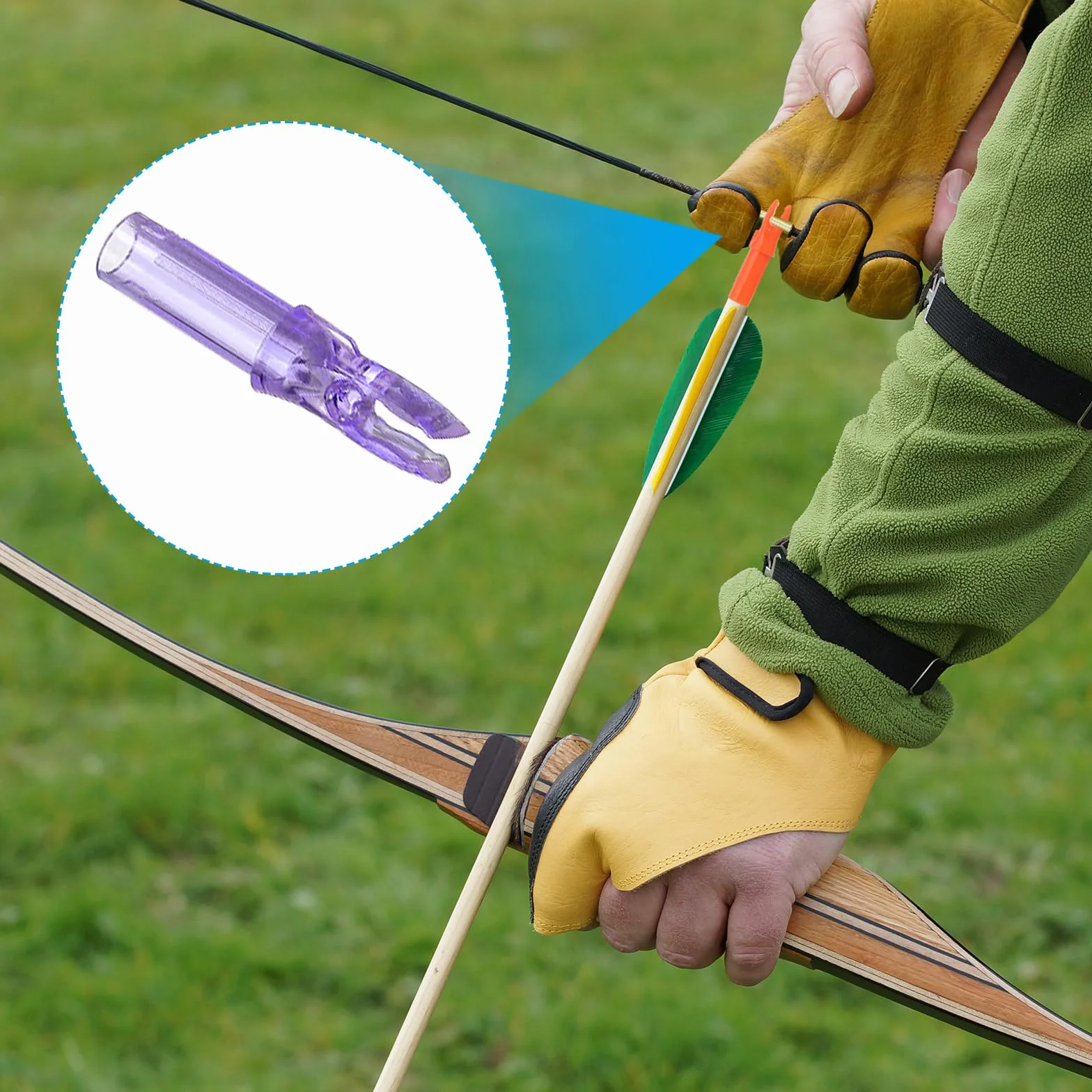 QUARKZMAN Encoches De Flèches en Plastique .244" / 6.2mm pour Arc À Poulies Recurve DIY Chasse Tir Violet Transparent Lot de 30