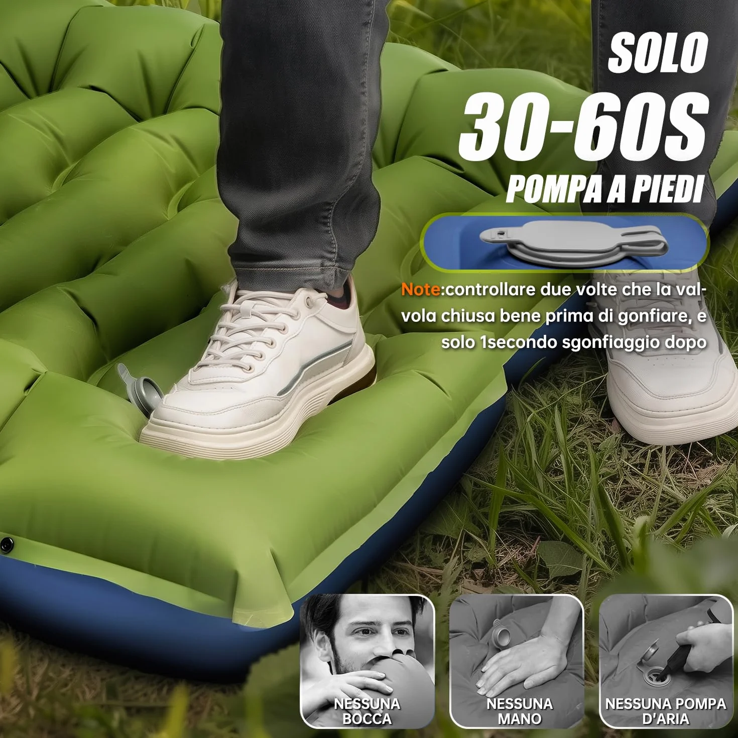 Matelas de Camping autogonflant ultraléger avec Oreiller et Pompe à Pied intégrée Portable Compact pour Trekking