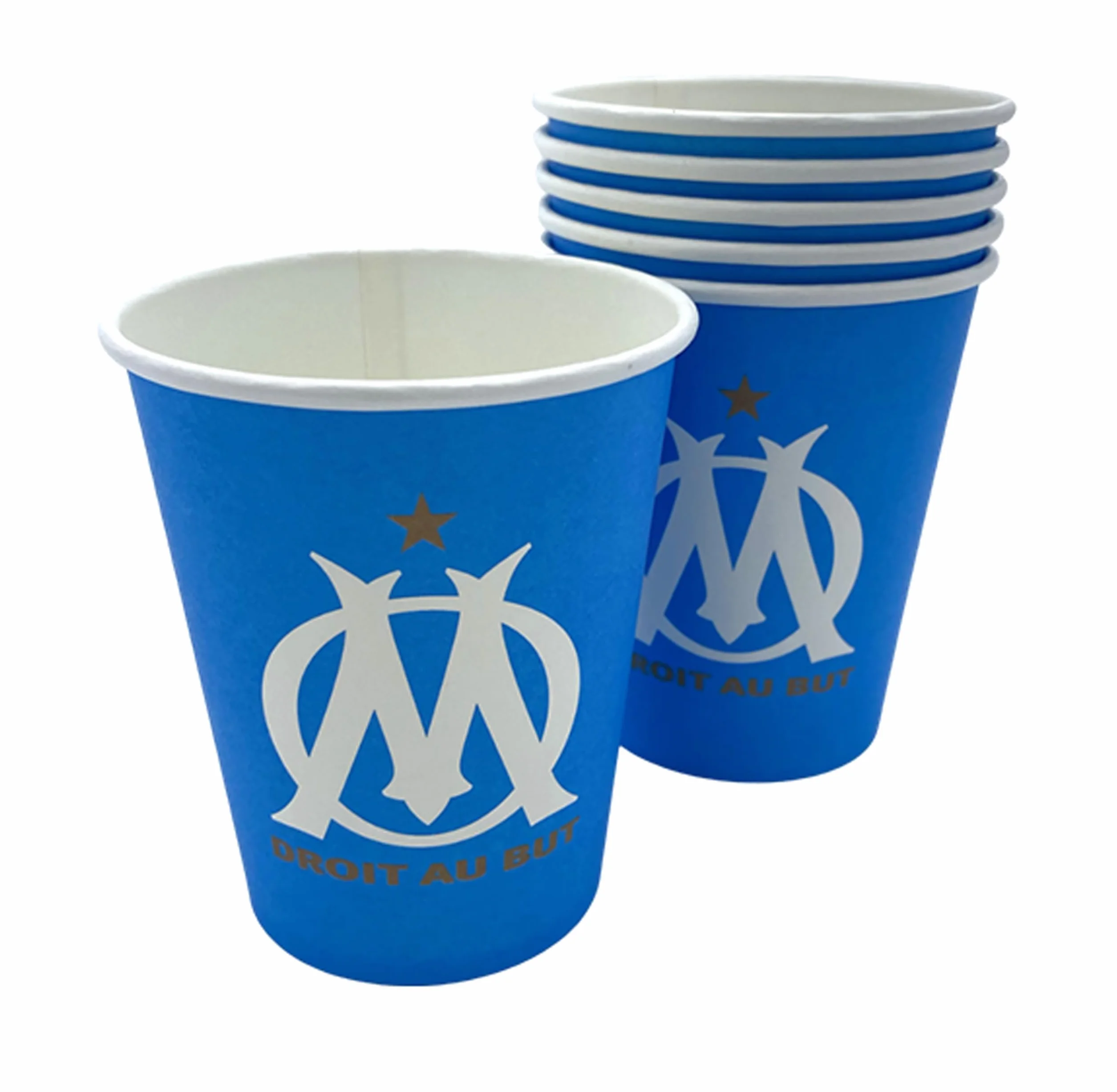 OLYMPIQUE DE MARSEILLE 6 x verre gobelet jetable 25cl OM Collection officielle