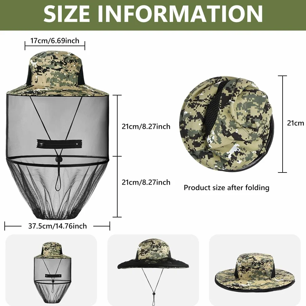 Moustique Chapeau de Soleil Anti Moustique Protection Solaire pour Randonnée Camping Pêche