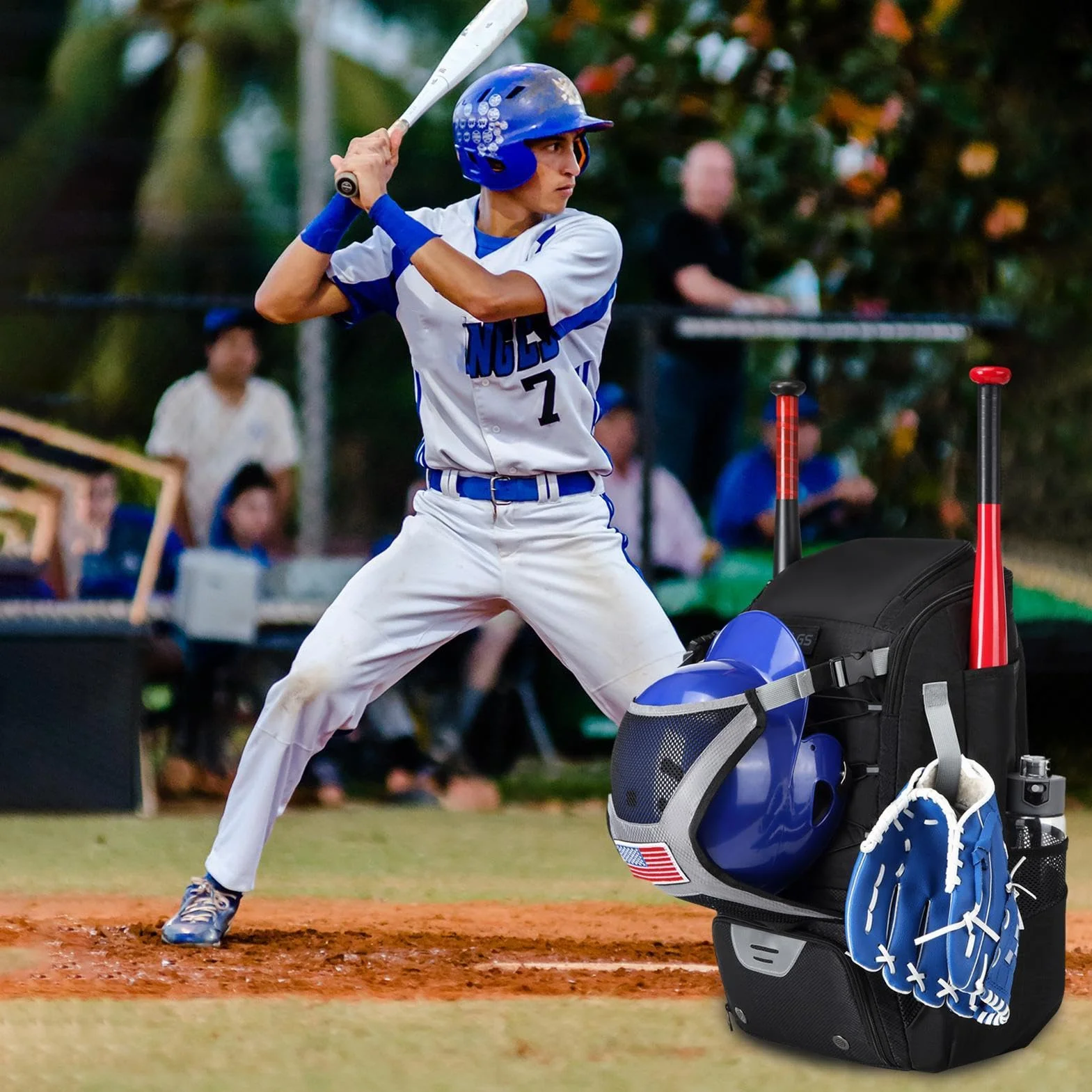 Sacs polyvalents d'équipement de baseball avec crochet de clôture pour casque et batte