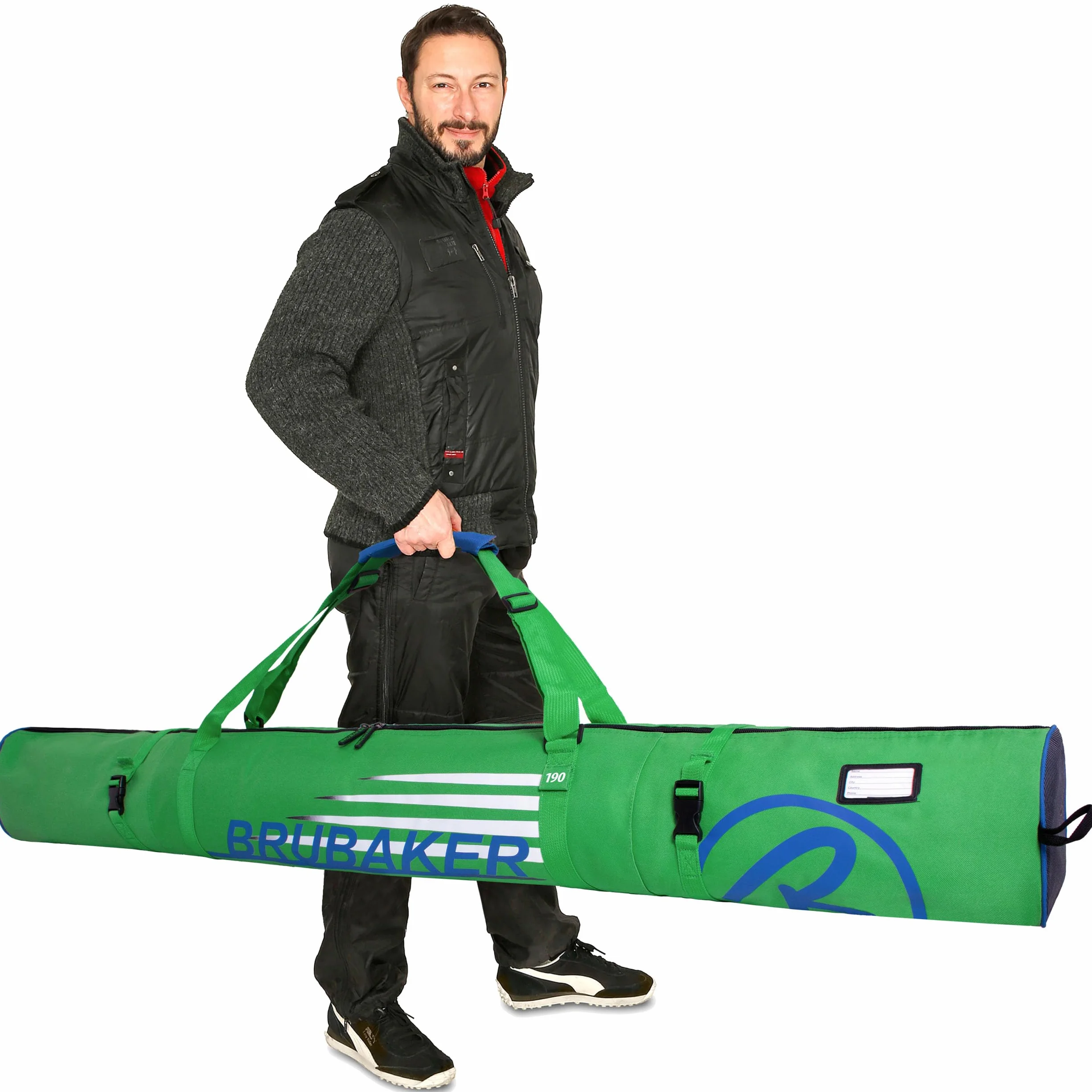 BRUBAKER Carver Champion Housse à Skis 1 Paire 190 cm Vert Bleu