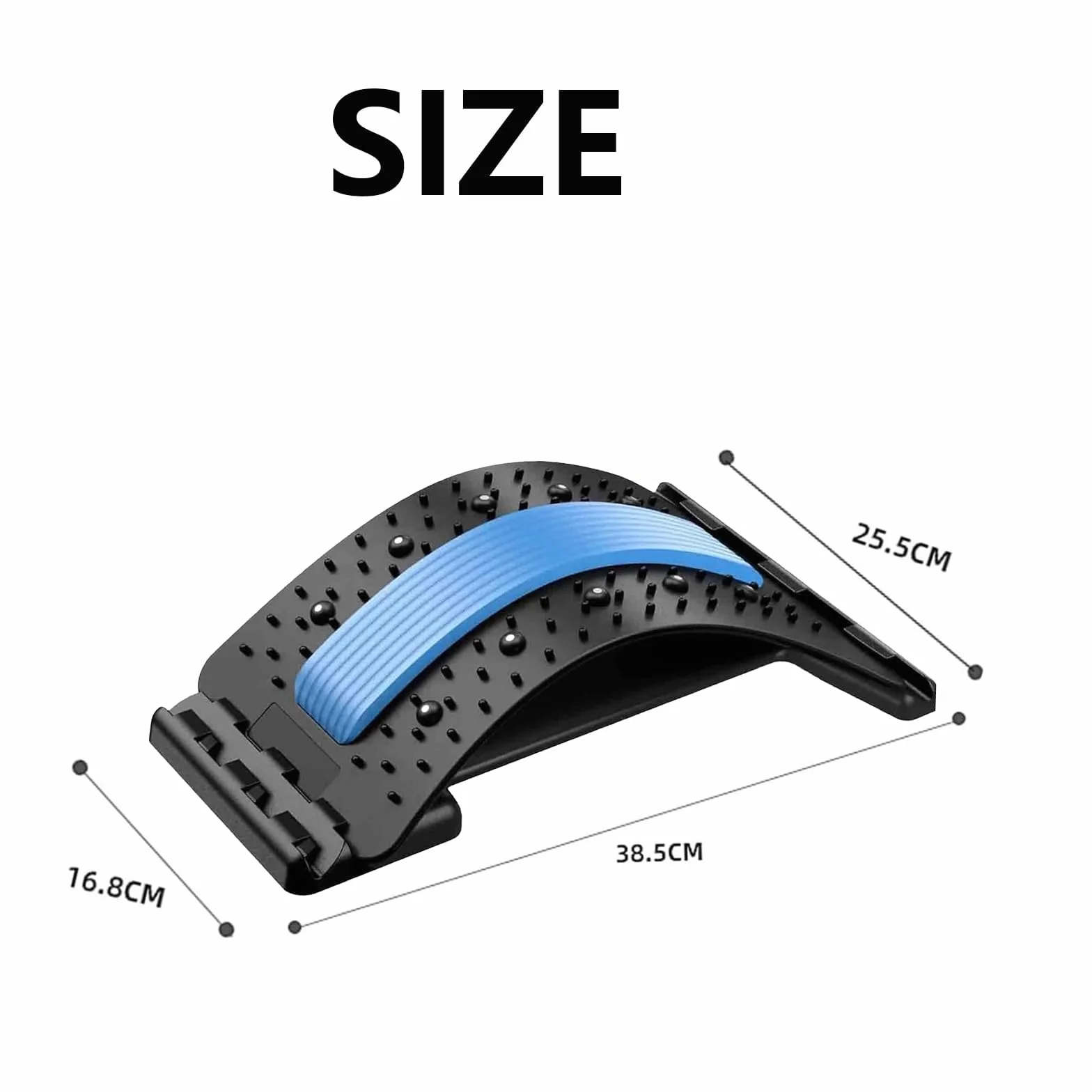 Planche de Soutien Lombaire Ajustable 4 Niveaux, Étireur Lombaire pour Posture Améliorée, Support Ergonomique Bleu