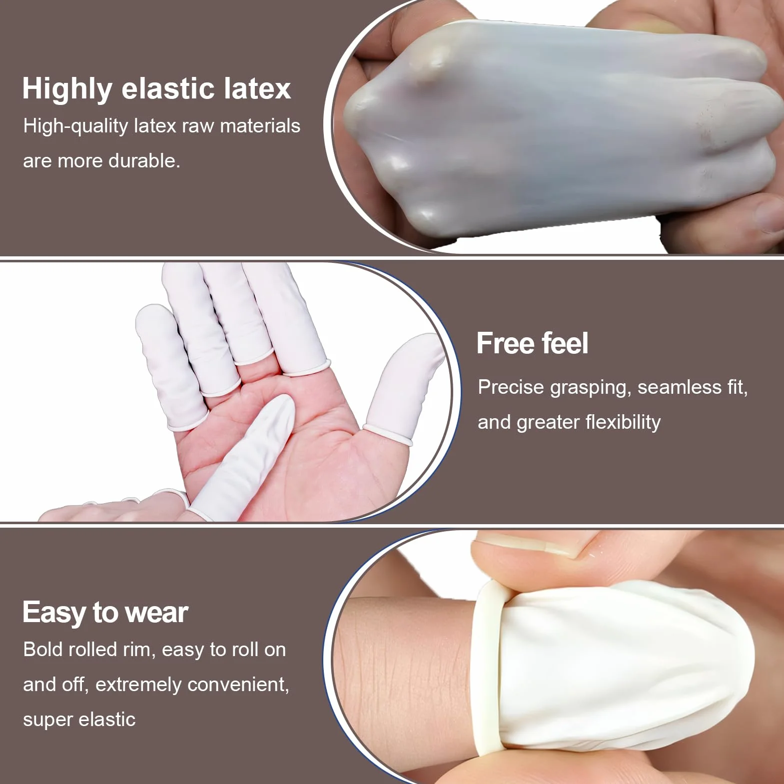 Doigtiers en Latex 200pcs, Doigts de Protection Imperméables pour Tatouage, Doigt Blessé, Nail Art, Anti-statique (Blanc)