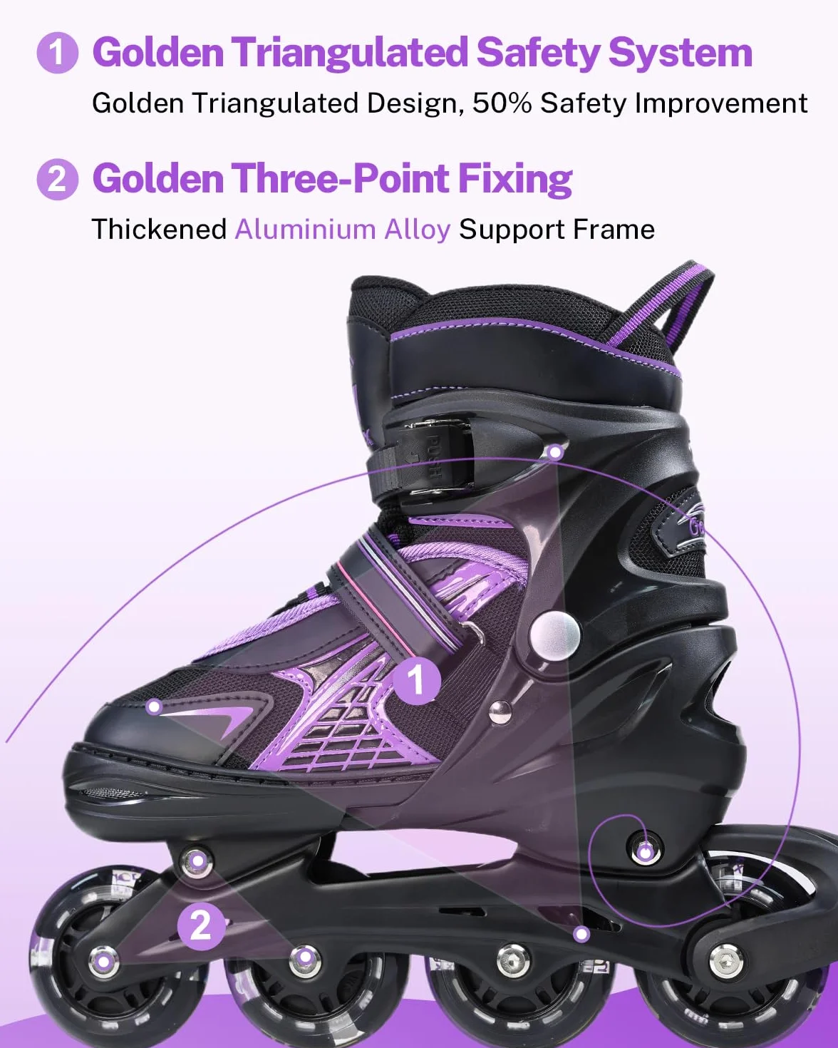 Gonex Rollers en Ligne Taille Réglable 31-42 Roue Brillant Enfant
