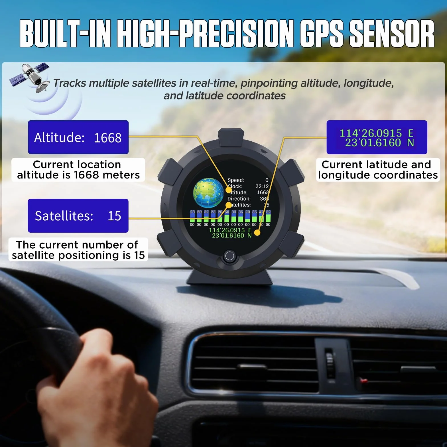 MR CARTOOL X95 GPS Speedomètre Numérique MPH Inclinomètre Jauge de Pente Affichage Tête Haute Automobile