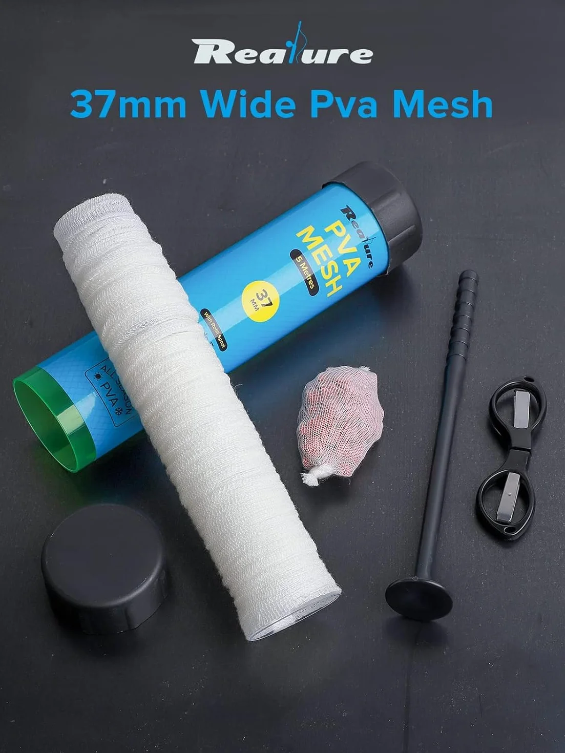 Realure Kit de Maille en PVA 5 m avec Ciseaux 18-44 mm Accessoires de pêche à la Carpe