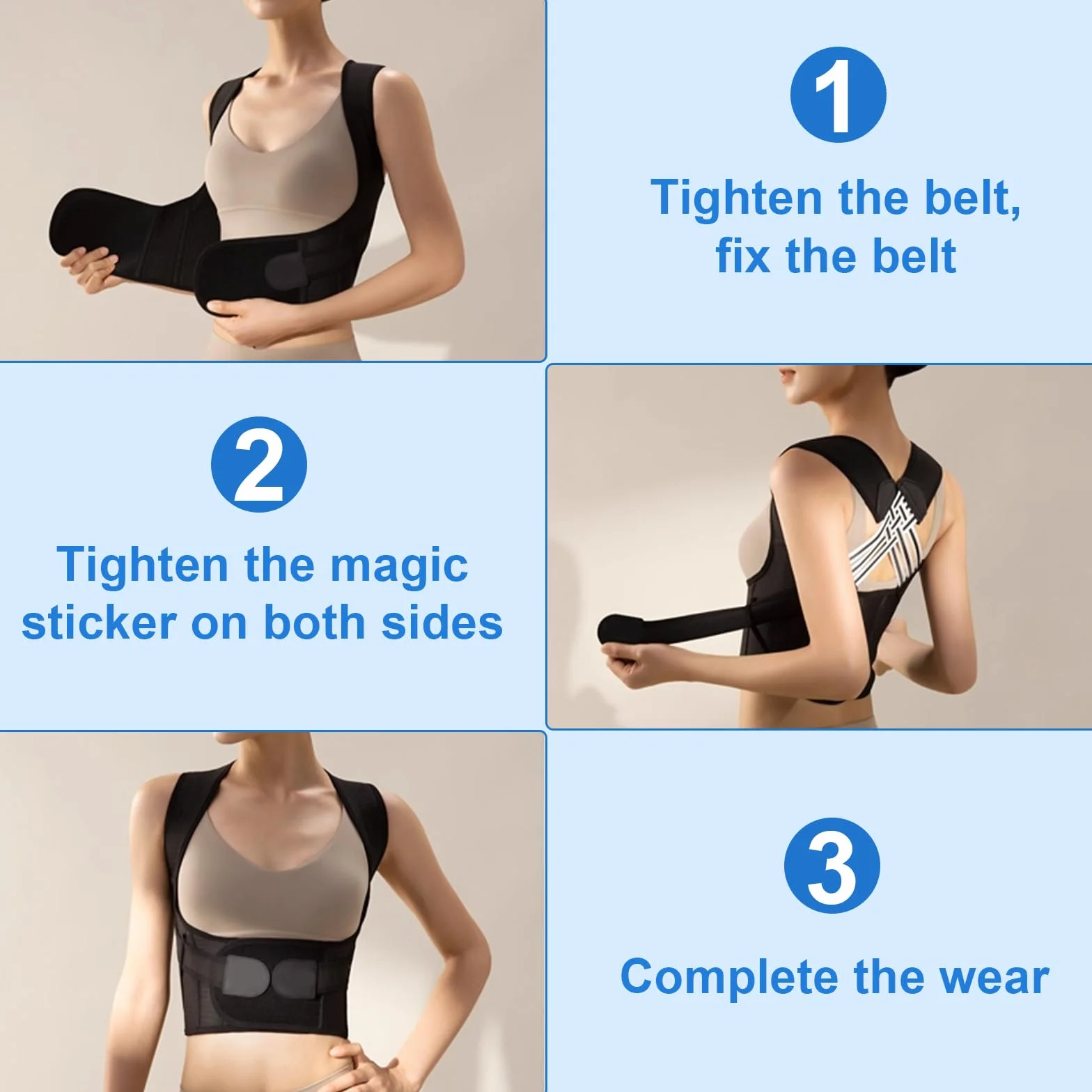Ceinture de posture réglable correcteur dos épaules soutien colonne vertébrale