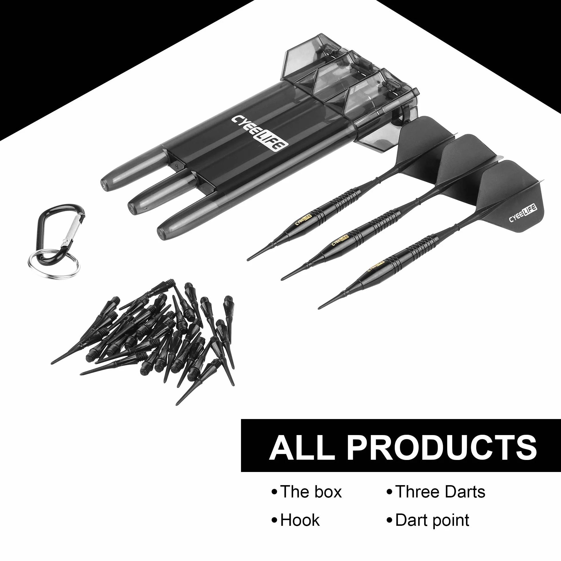 Flechette Pointe Plastique 18g avec Boîtiers et étuis Integration Empennages