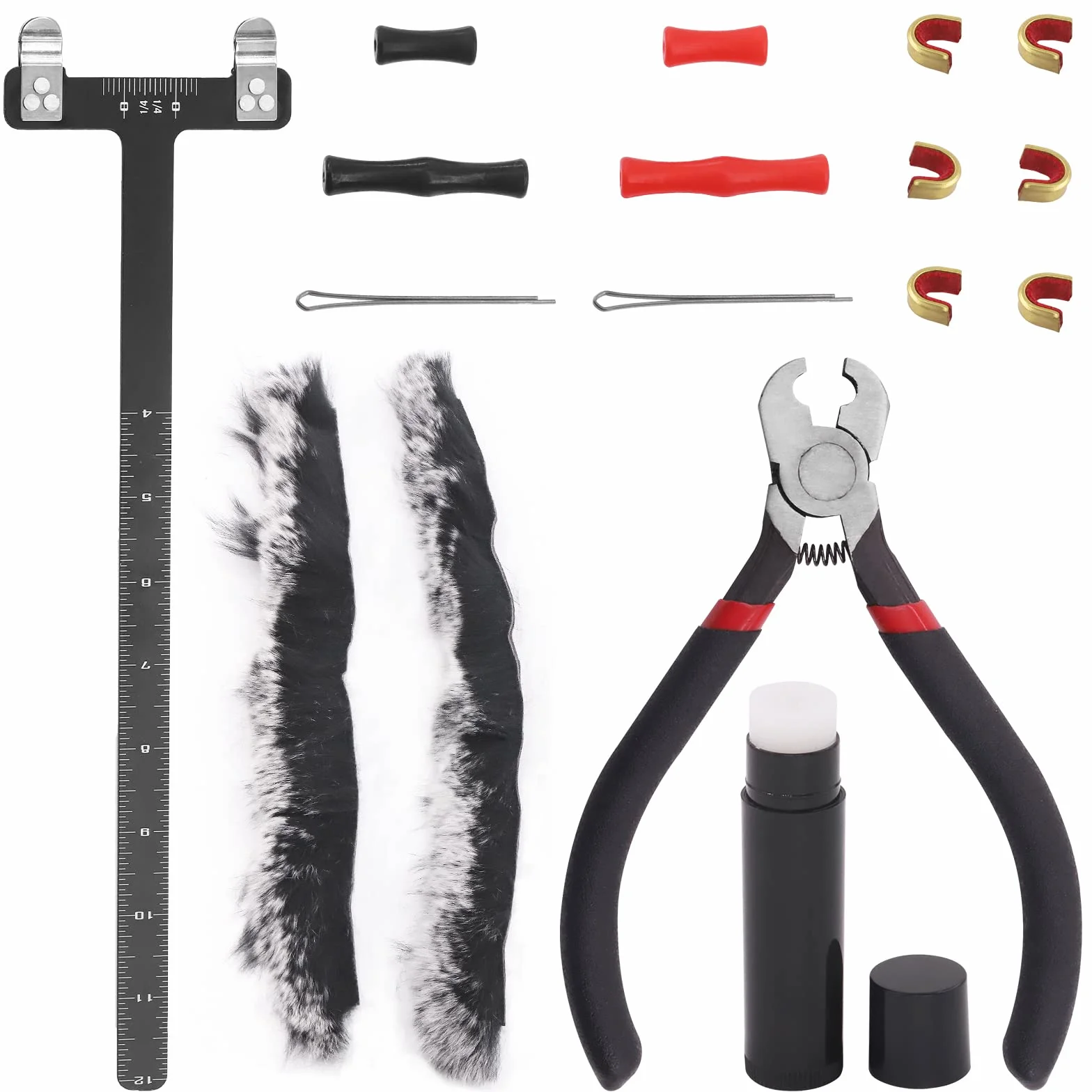 Kit de 17 pièces d'outils pour corde d'arc, pince à boucle, règle carrée en T, cire et silencieux
