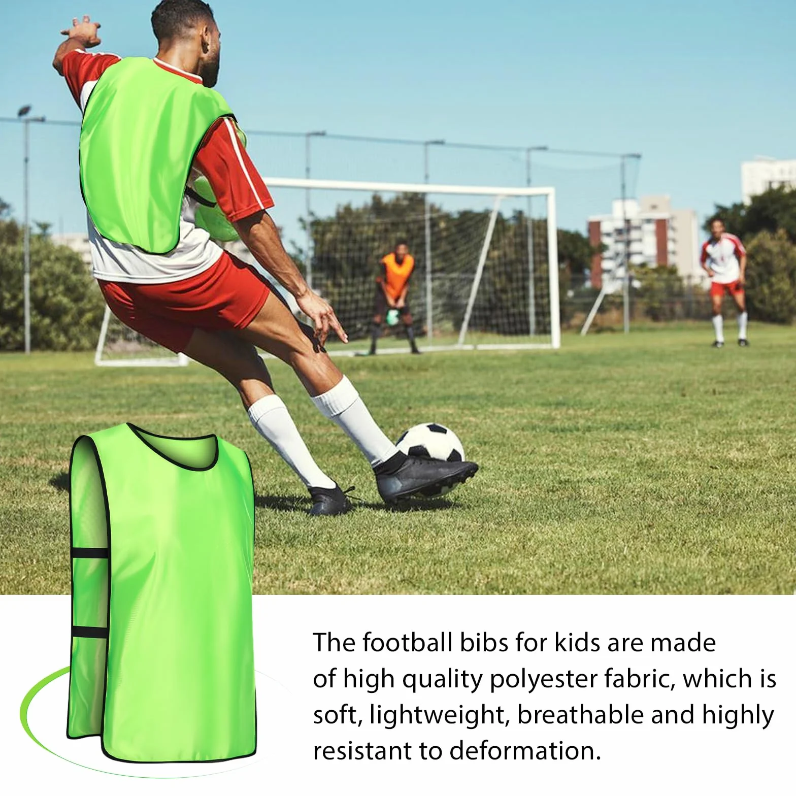 GOMETY Lot de 12 maillots de sport football unisexe 70 x 47 cm réglage hauteur 175-200 cm