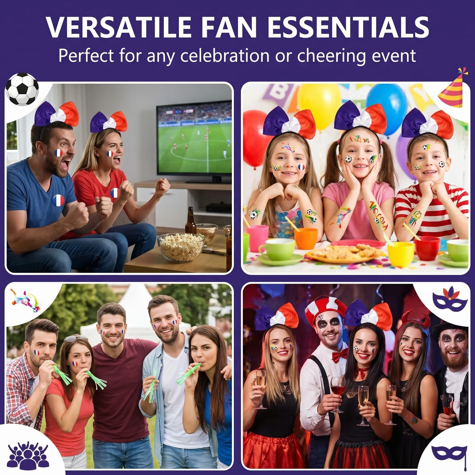 Kit Supporter France Fanartikel Drapeaux Guirlandes Bleu Blanc Rouge WM 2026