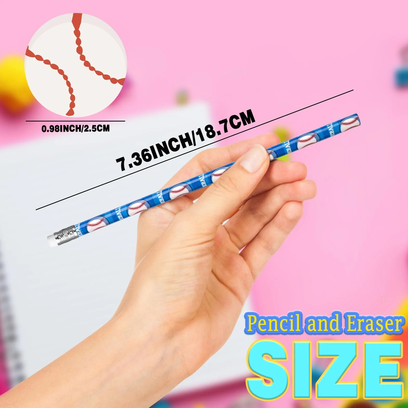 Crayons de Sports 36 Pièces Gommes de Sports Crayon à Dessin Baseball Fourniture Scolaire