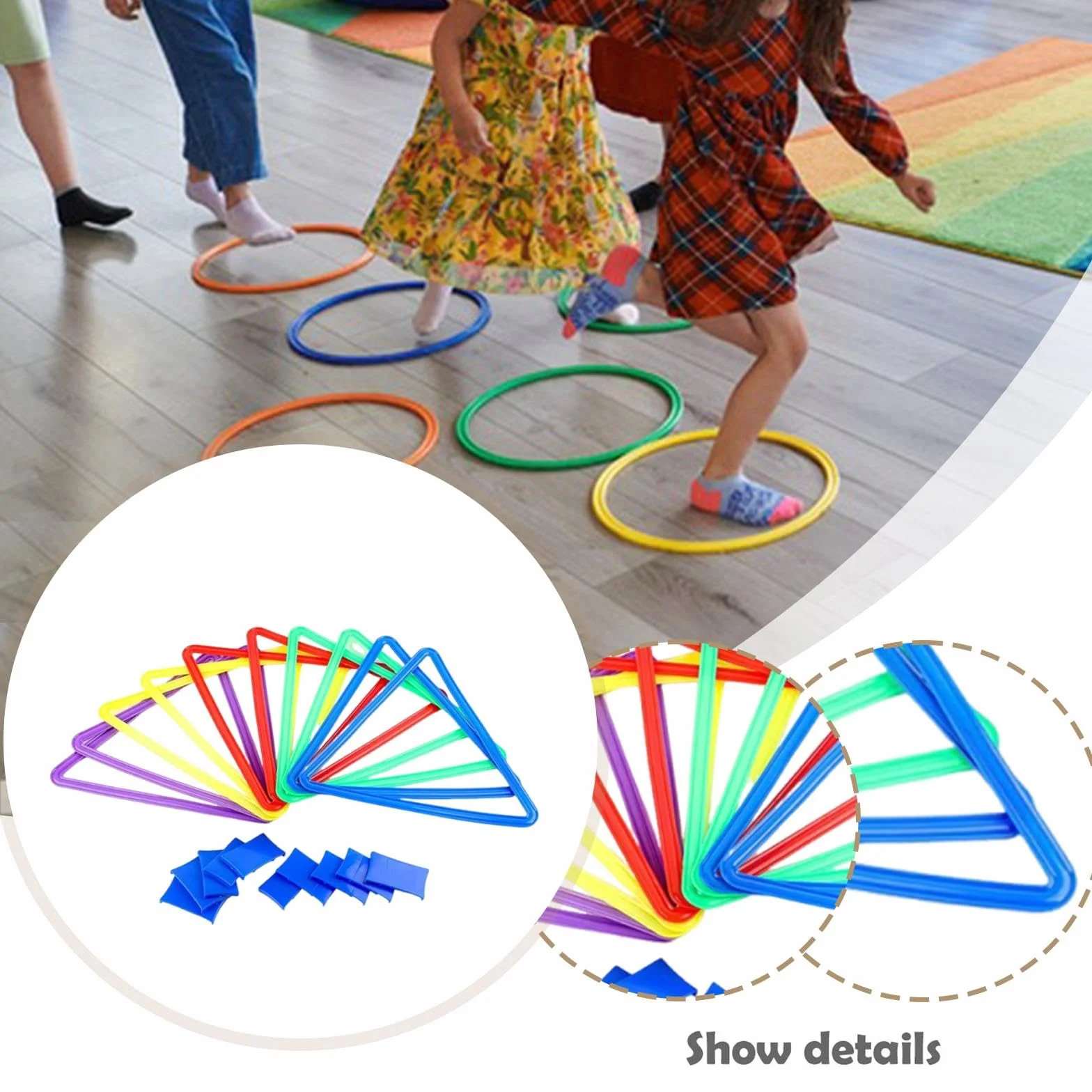 Anneaux de marelle pour enfants Jeu de lancer d'anneaux Triangle d'agilité intérieur extérieur