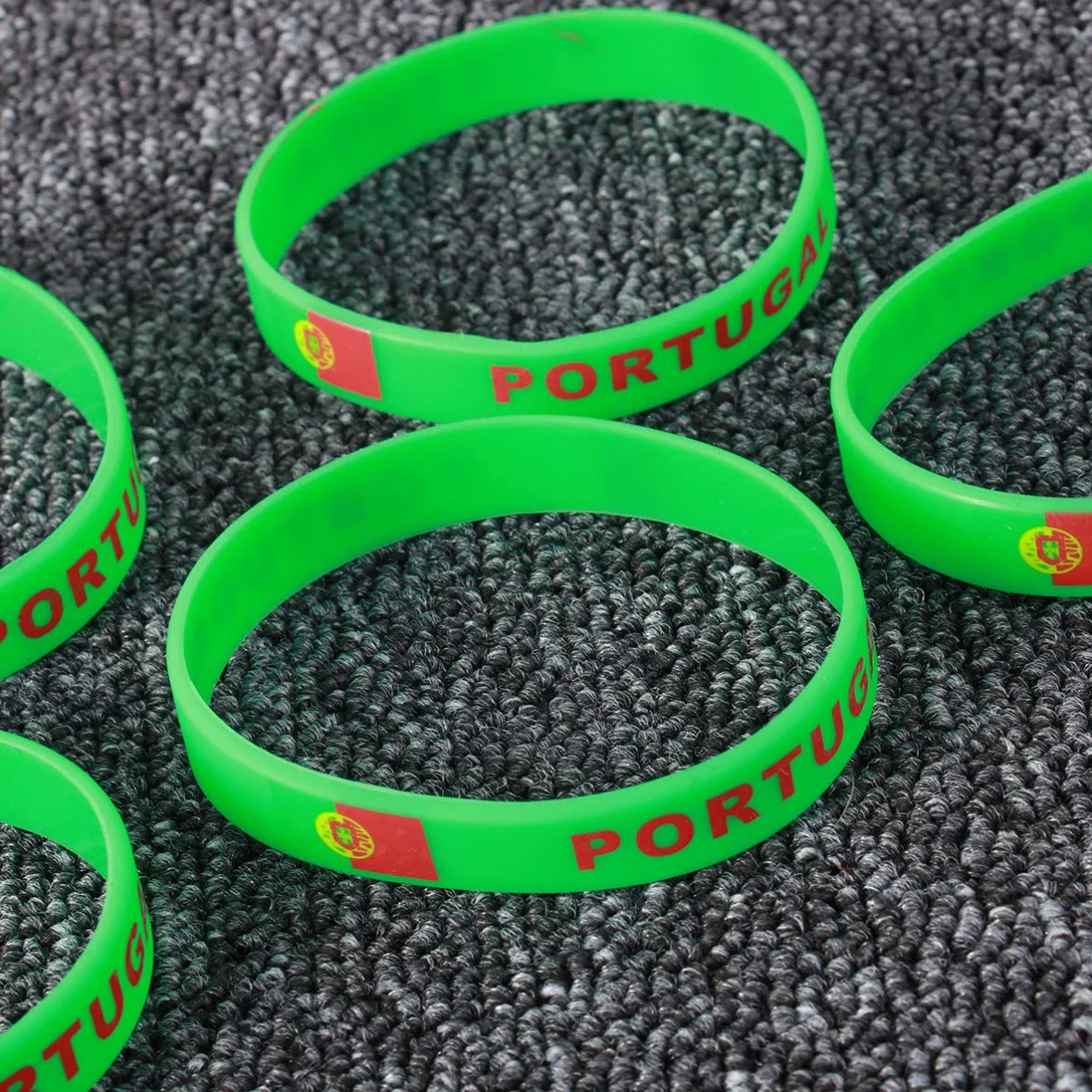Bracelet Imprimé Drapeau Portugal Silicone VOSAREA 5 Pièces pour Football Sports