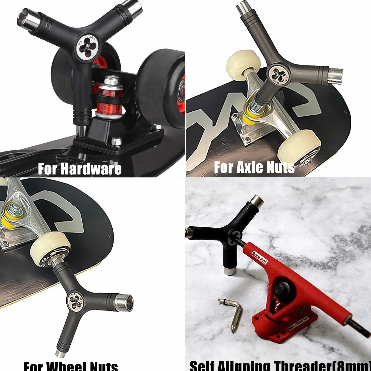 Y-Tool multifonction portable pour skateboard avec clé Allen six pans 15 pièces