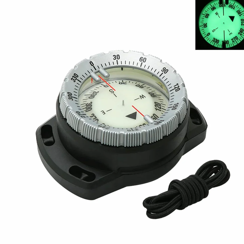 Boussole de plongée sous-marine 50 m lumineuse étanche avec corde élastique