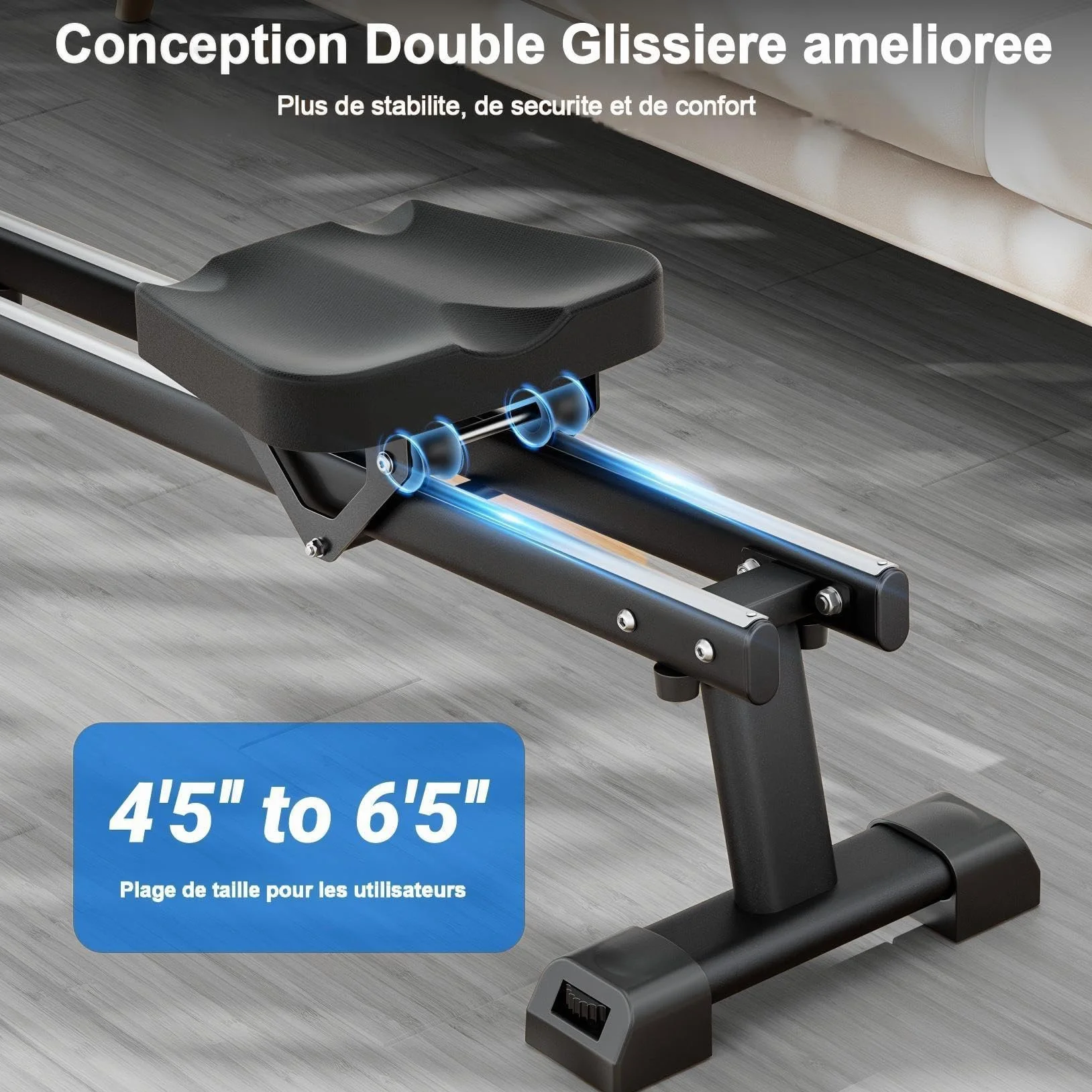 Rameur Pliable Magnétique 16 Niveaux Résistance Silencieux avec APP Support Tablette