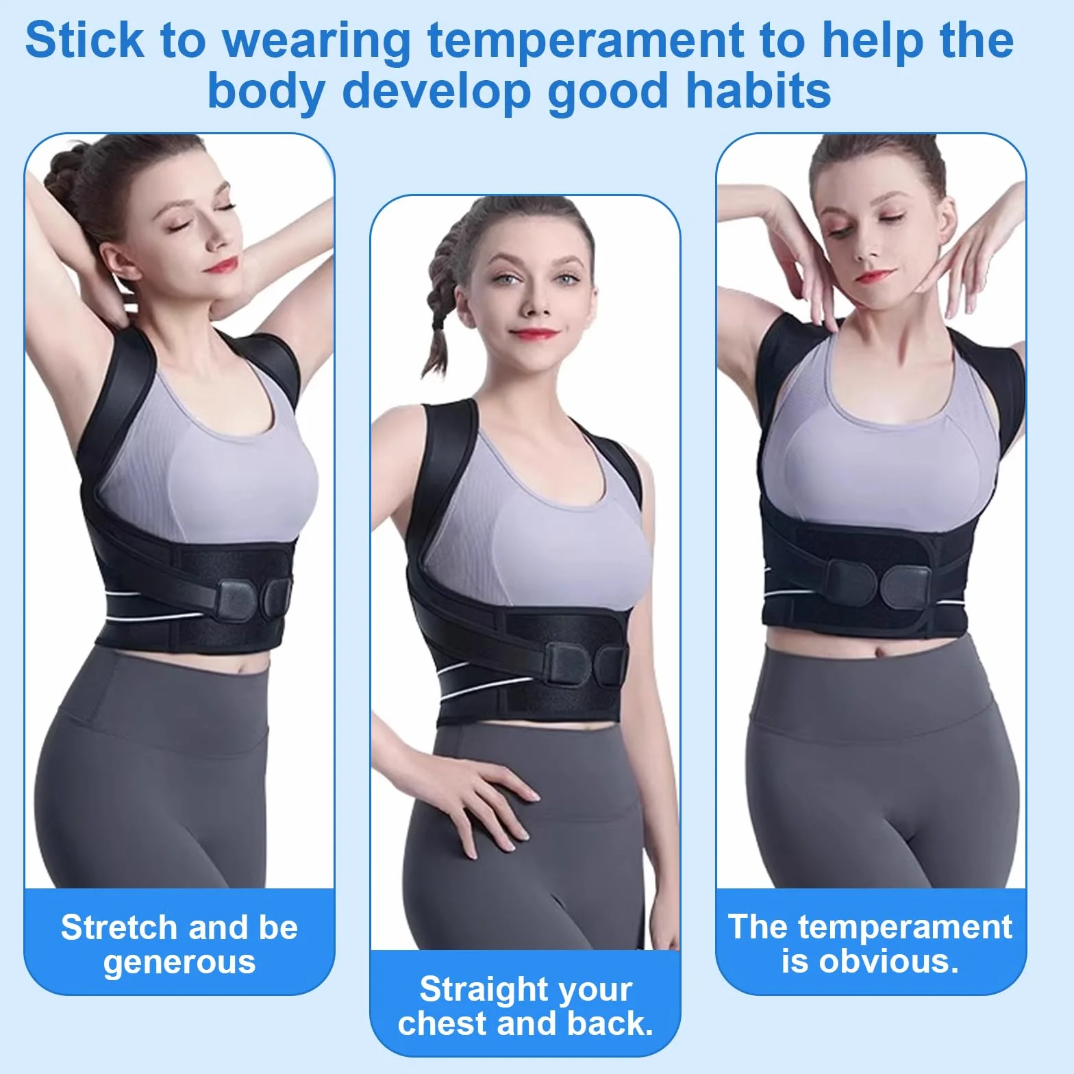Ceinture de posture réglable correcteur dos épaules soutien colonne vertébrale