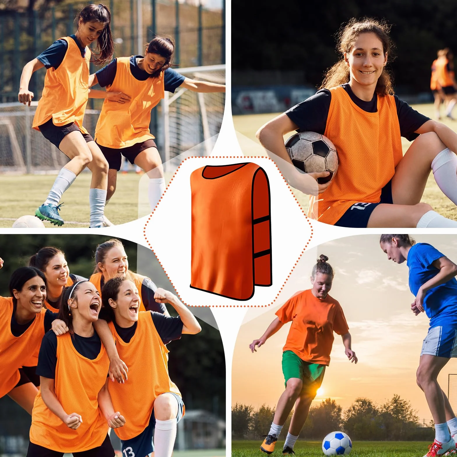 Chasuble Football Adulte Homme Femme Entraînement Gilet Maillots XL 6 Pack