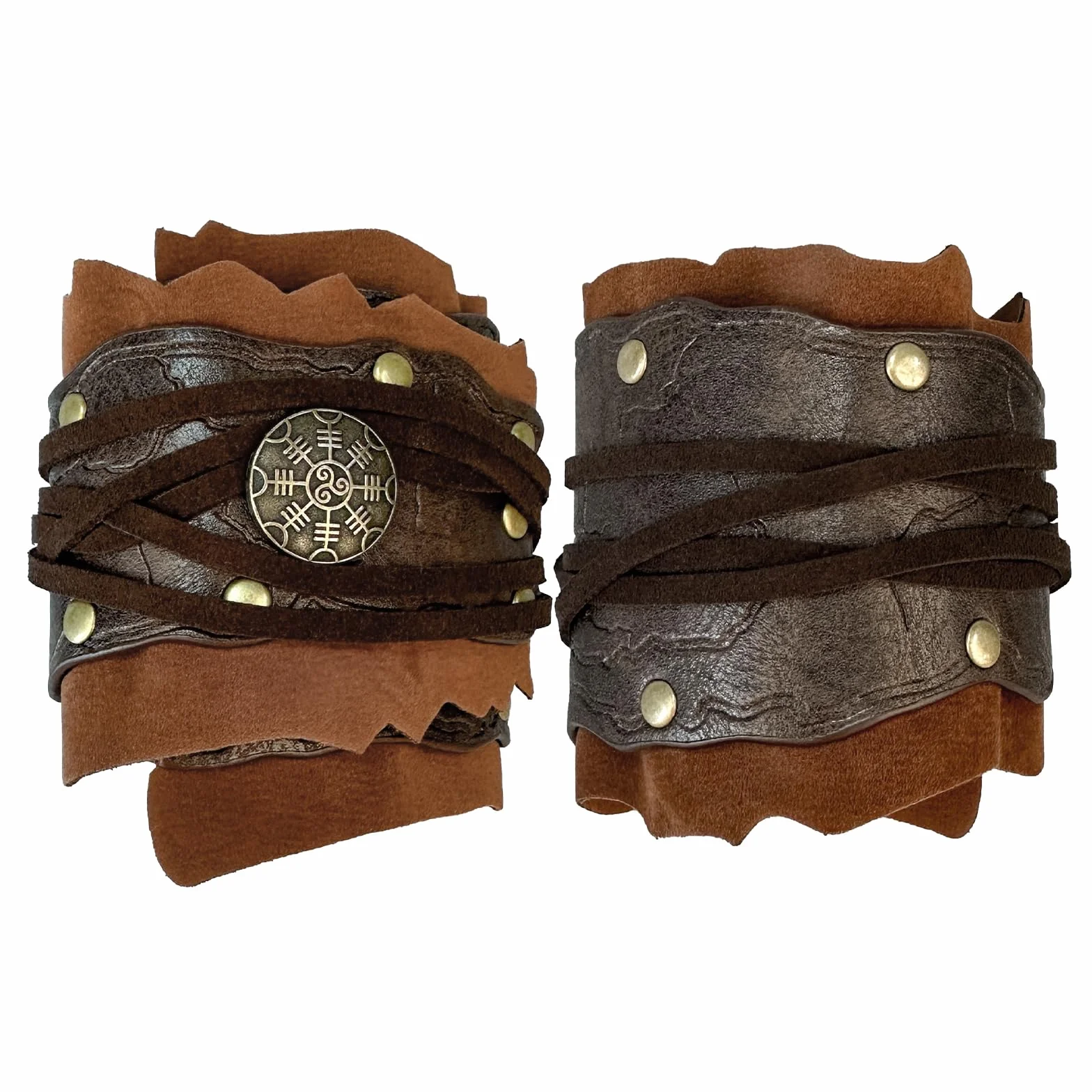 HiiFeuer Protège-Bras Médiévaux en Daim, Bracelets en Fourrure Artificielle Renaissance, Bandeau de Poignet Viking Archery Arm Guards