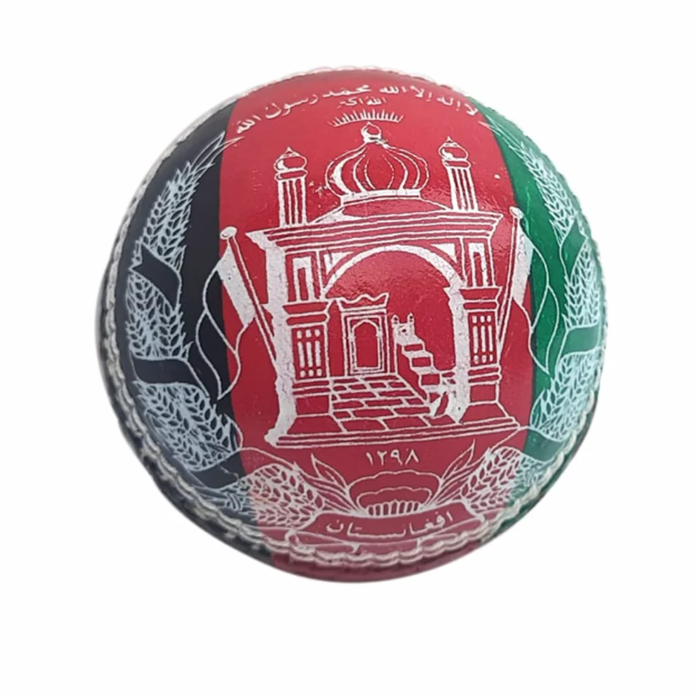 Kosma Balles de cricket en cuir cousues à la main Lot de 2 Taille standard 156 g Drapeau Afghanistan