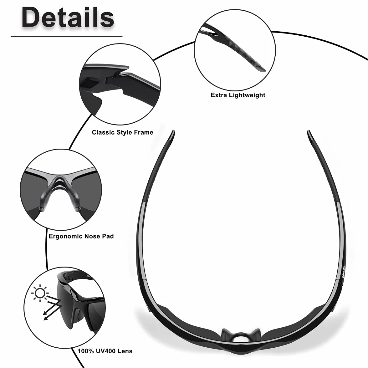 Lunettes de Soleil Sport Polarisée UV400 TR90 Incassable Cyclisme Homme Femme